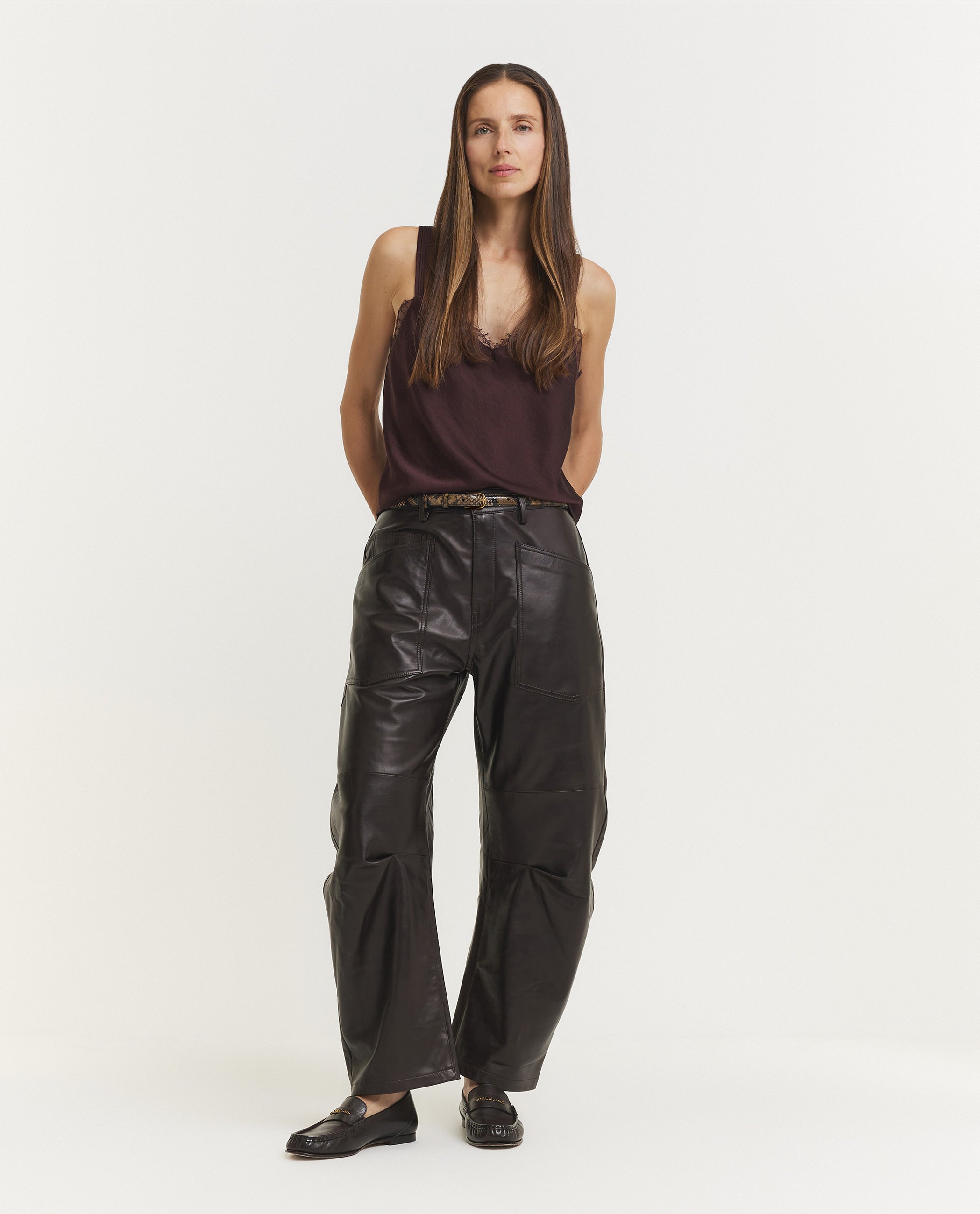 Placed Kanten Cami Top - Paars