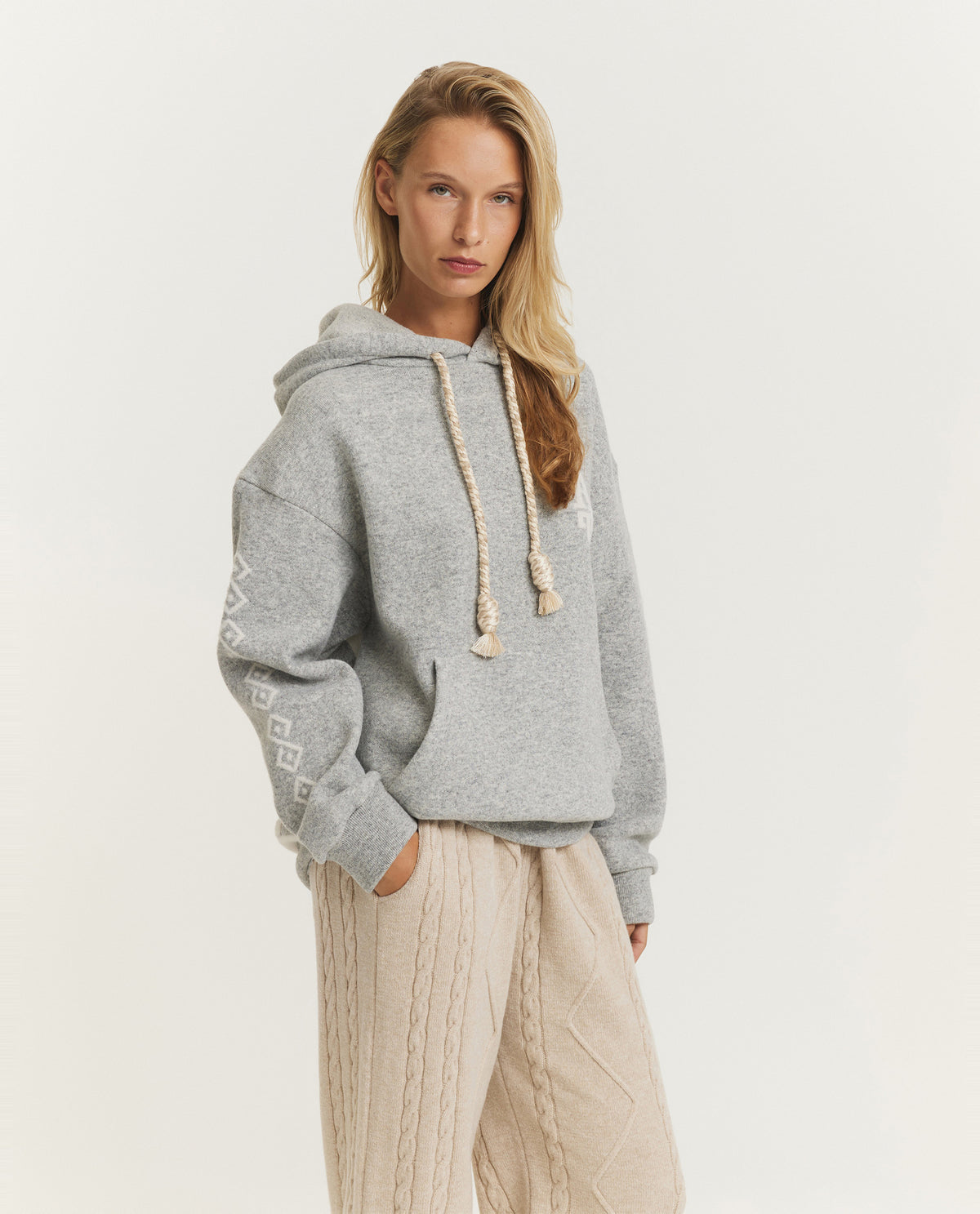 Wol Apalmier Hoodie - Lichtgrijs