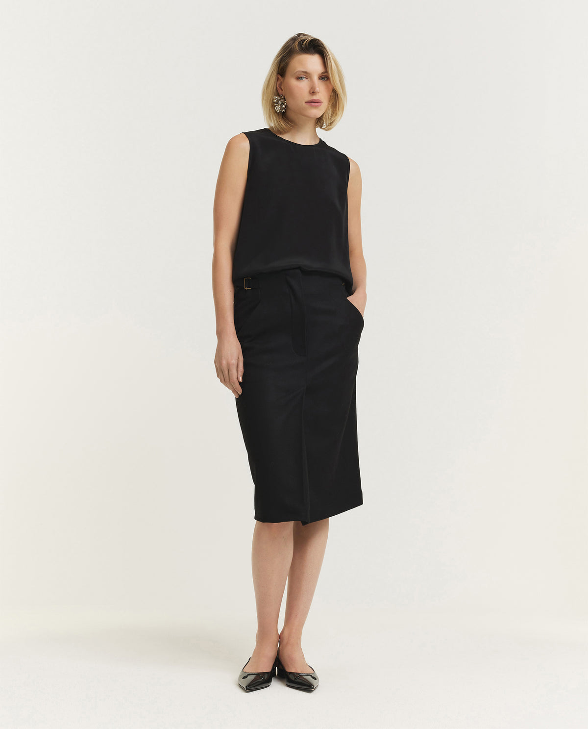 Sleeveless Silk Blend Top