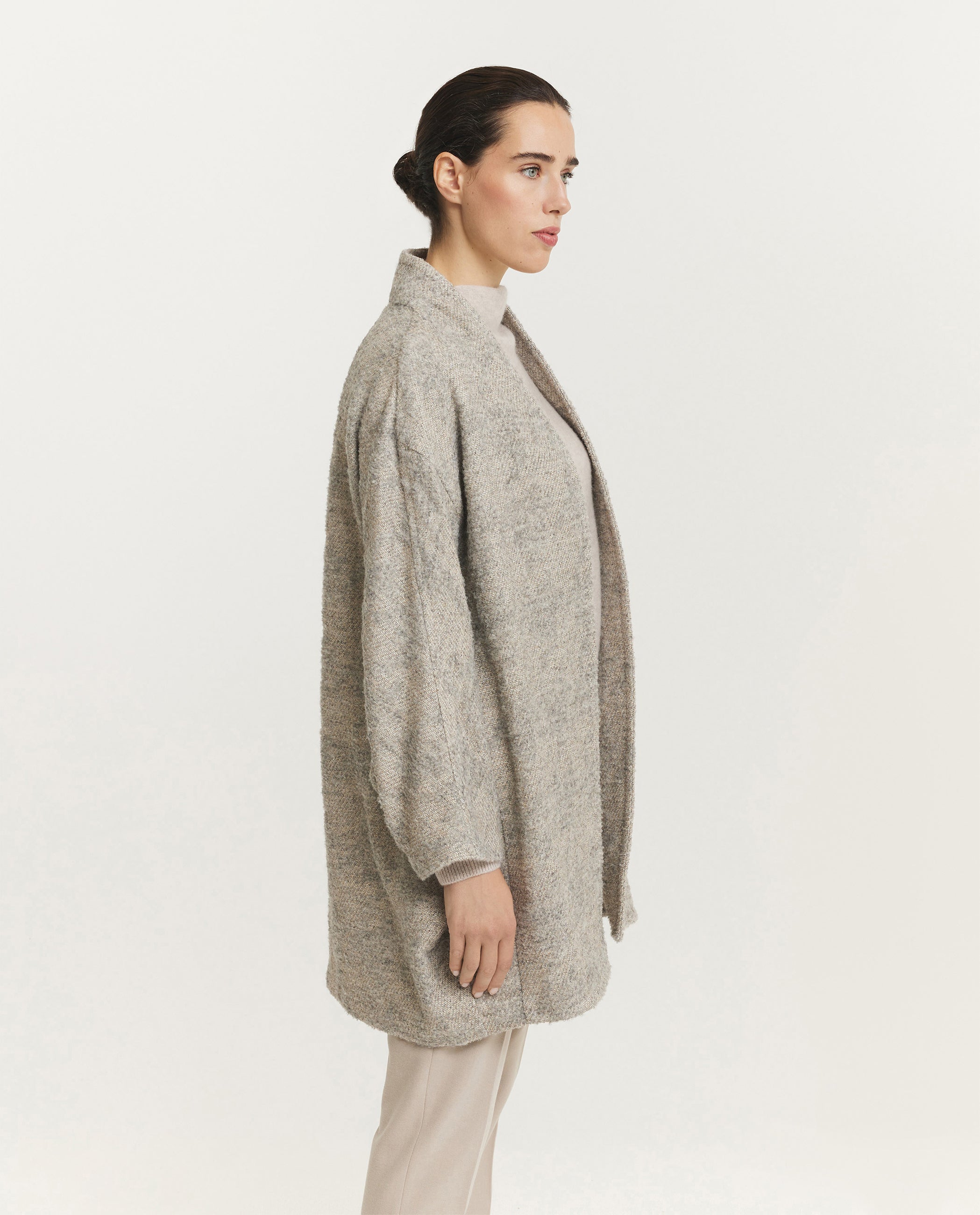 Kimono Structuur Vest - Lichtgrijs