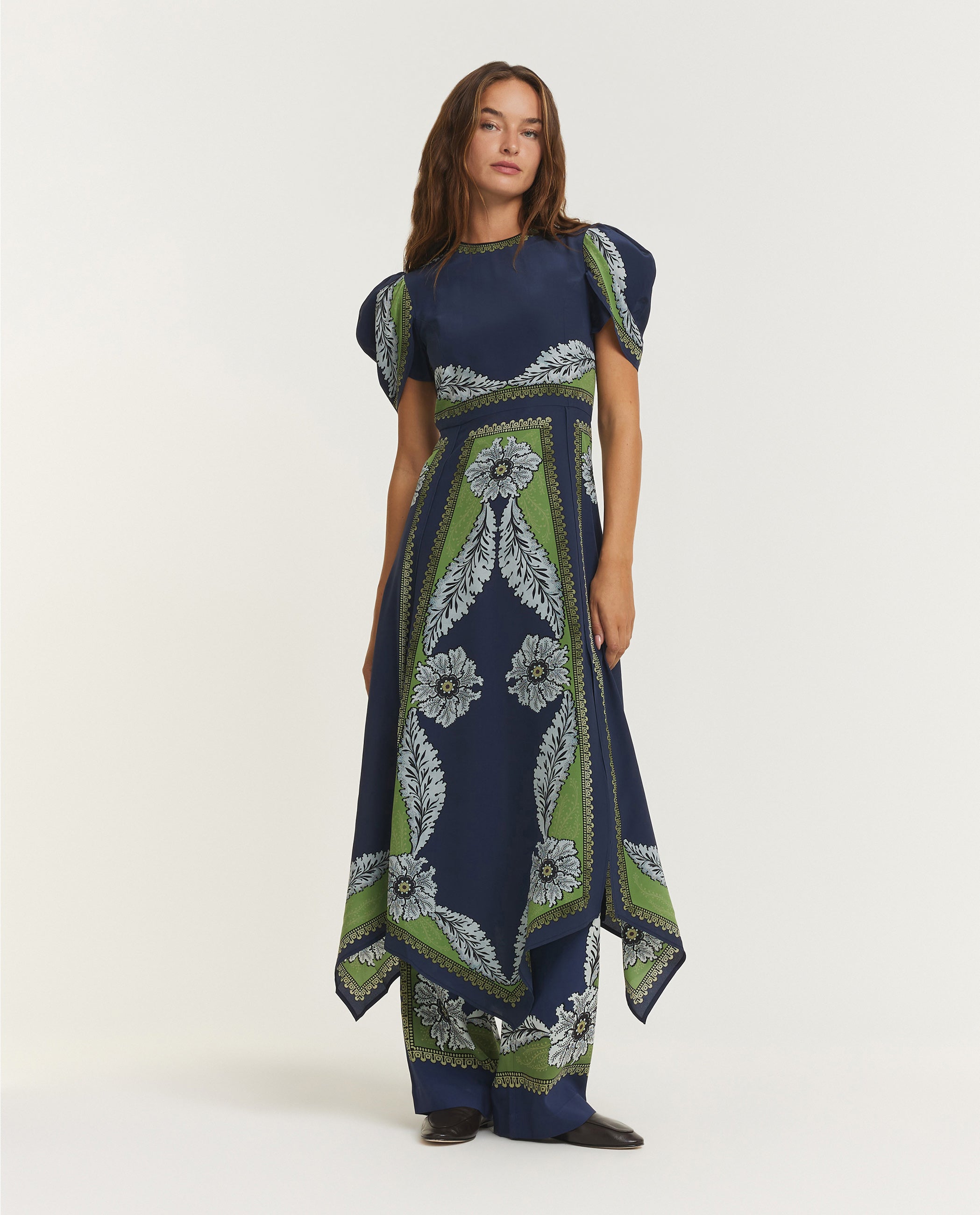 Zijden Cherie Scarf Jurk - Blauw