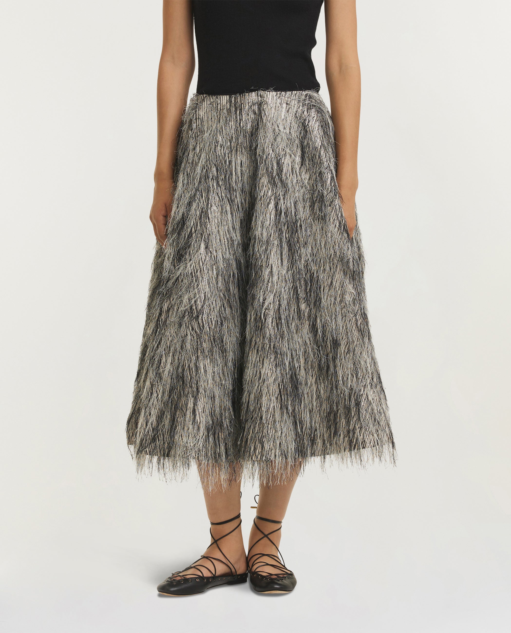 Fringy Jacquard Skirt