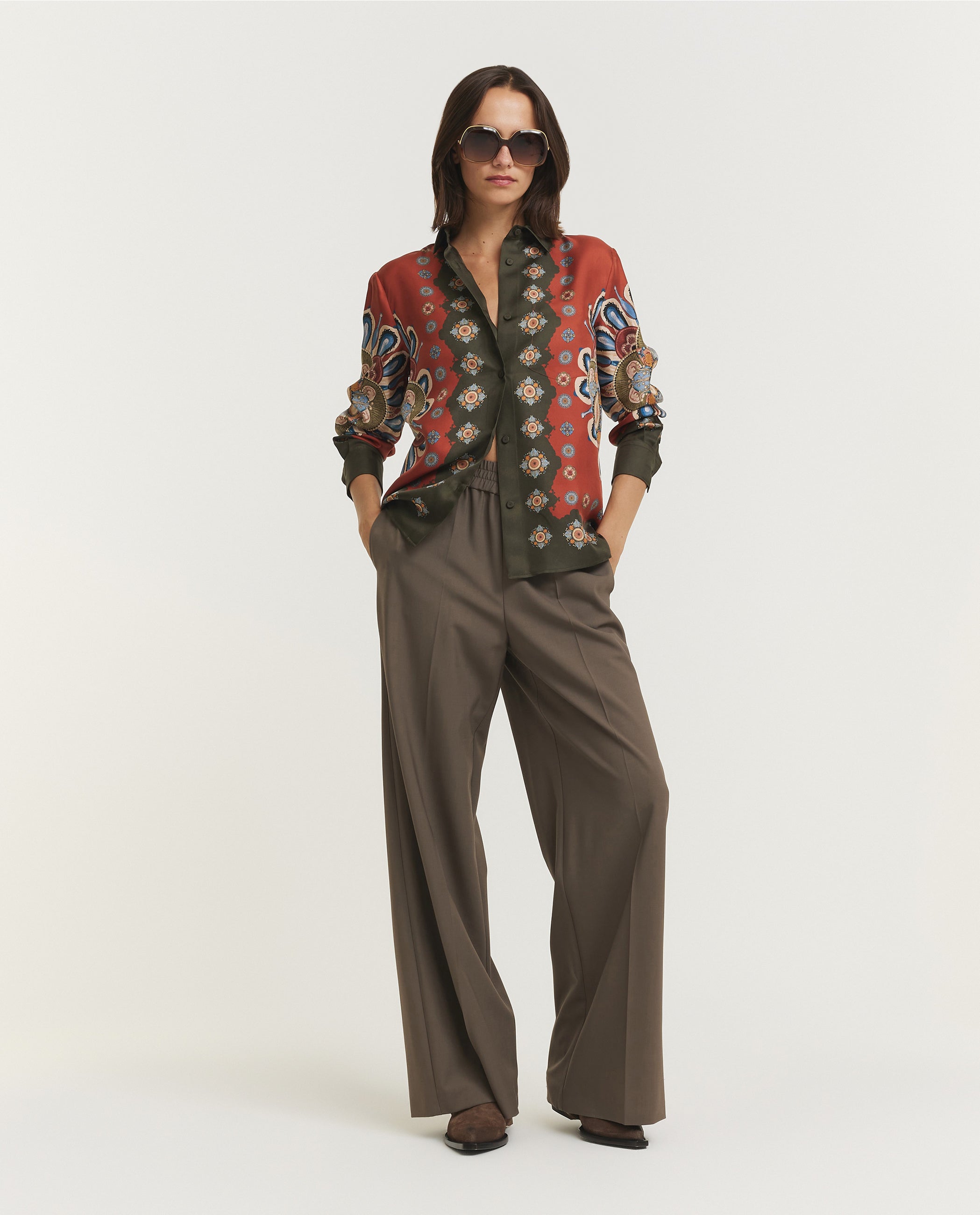 Wide Leg Wool Trousers