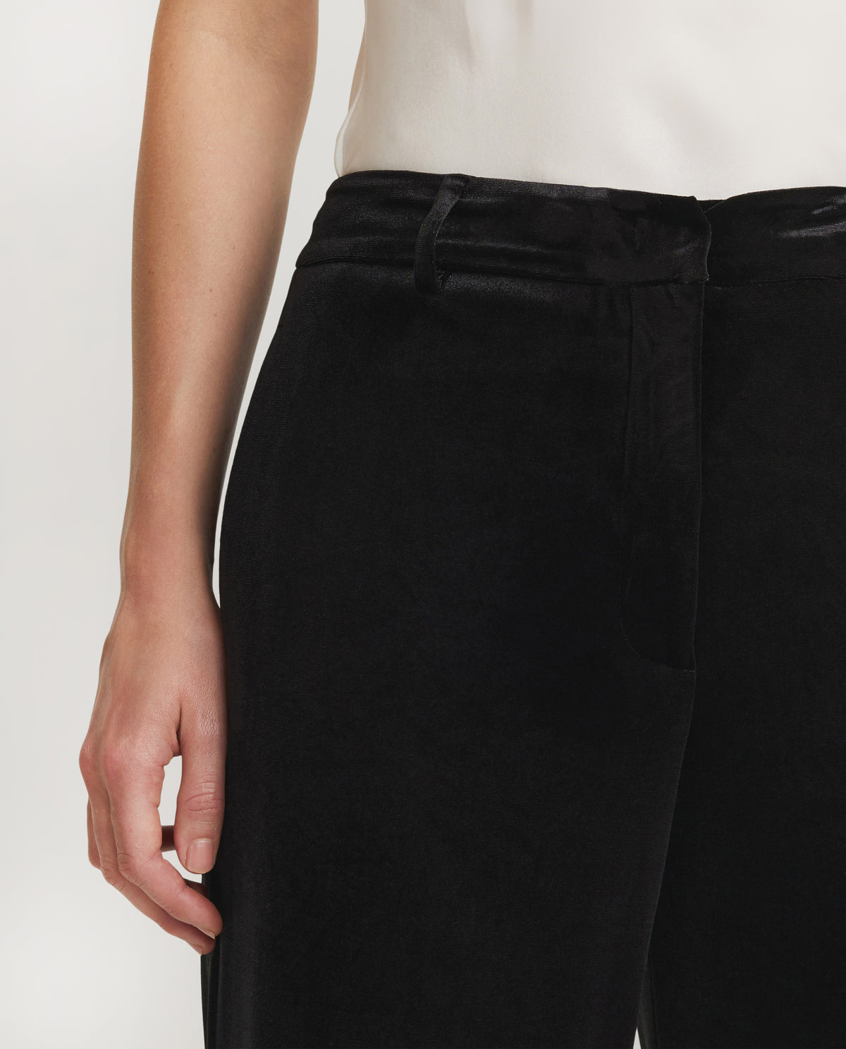 Fluwelen Wijde Pantalon - Zwart