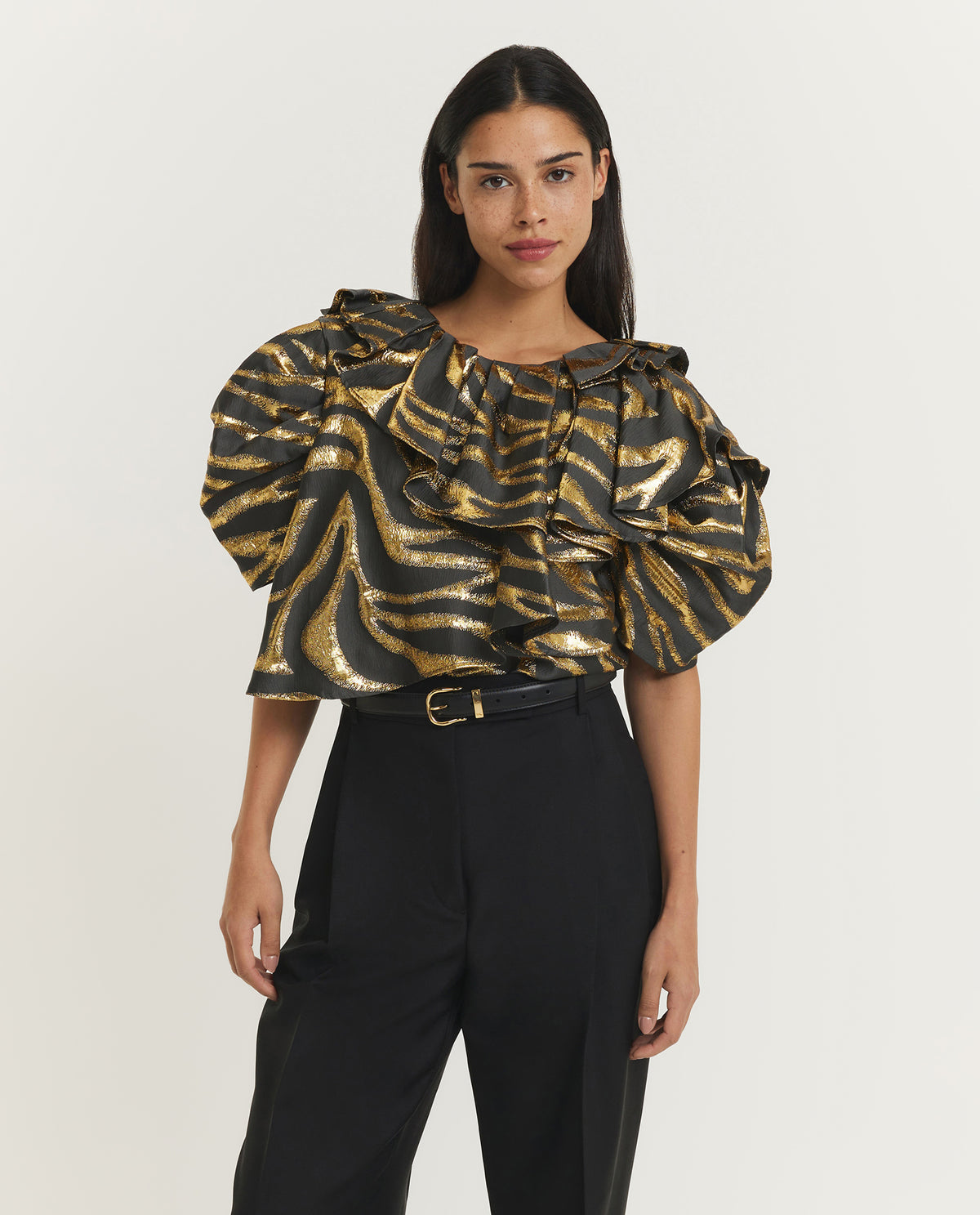 Metallic Zebra Wave Top