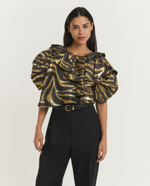 Metallic Zebra Wave Top