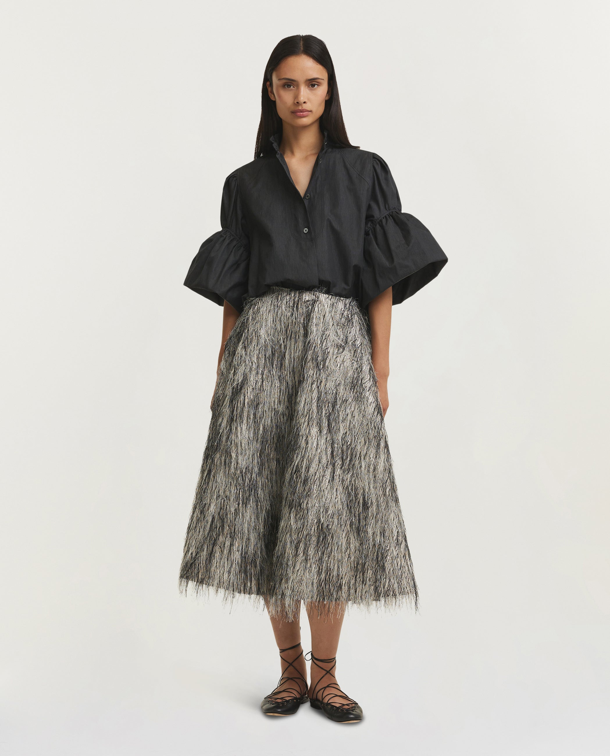 Fringy Jacquard Skirt