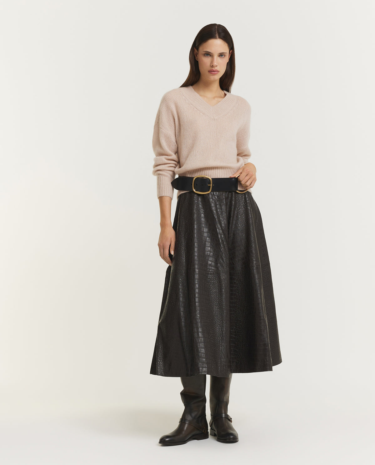 Cashmere V-Hals Trui - Lichtbruin