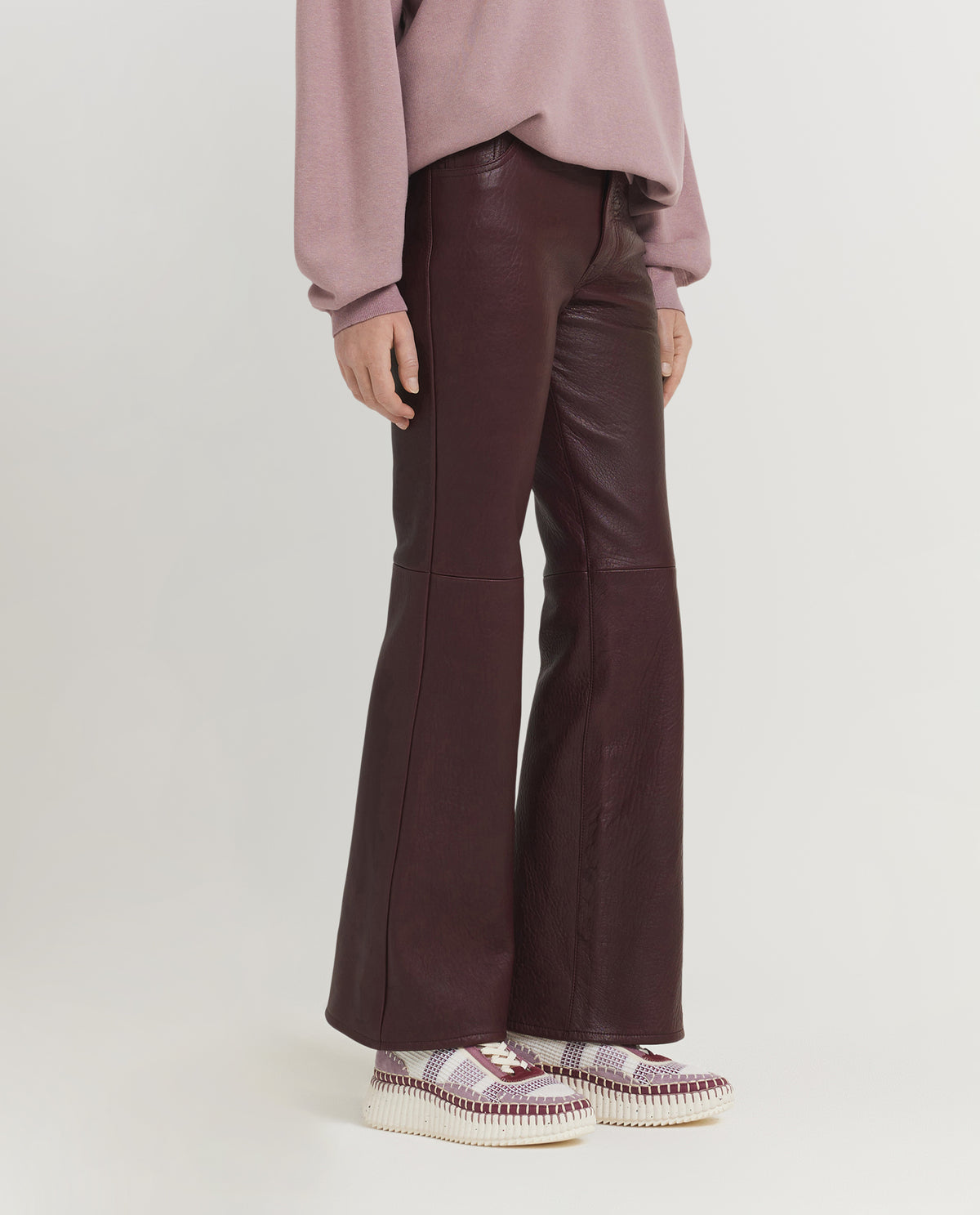 Leren Flare Broek - Rood