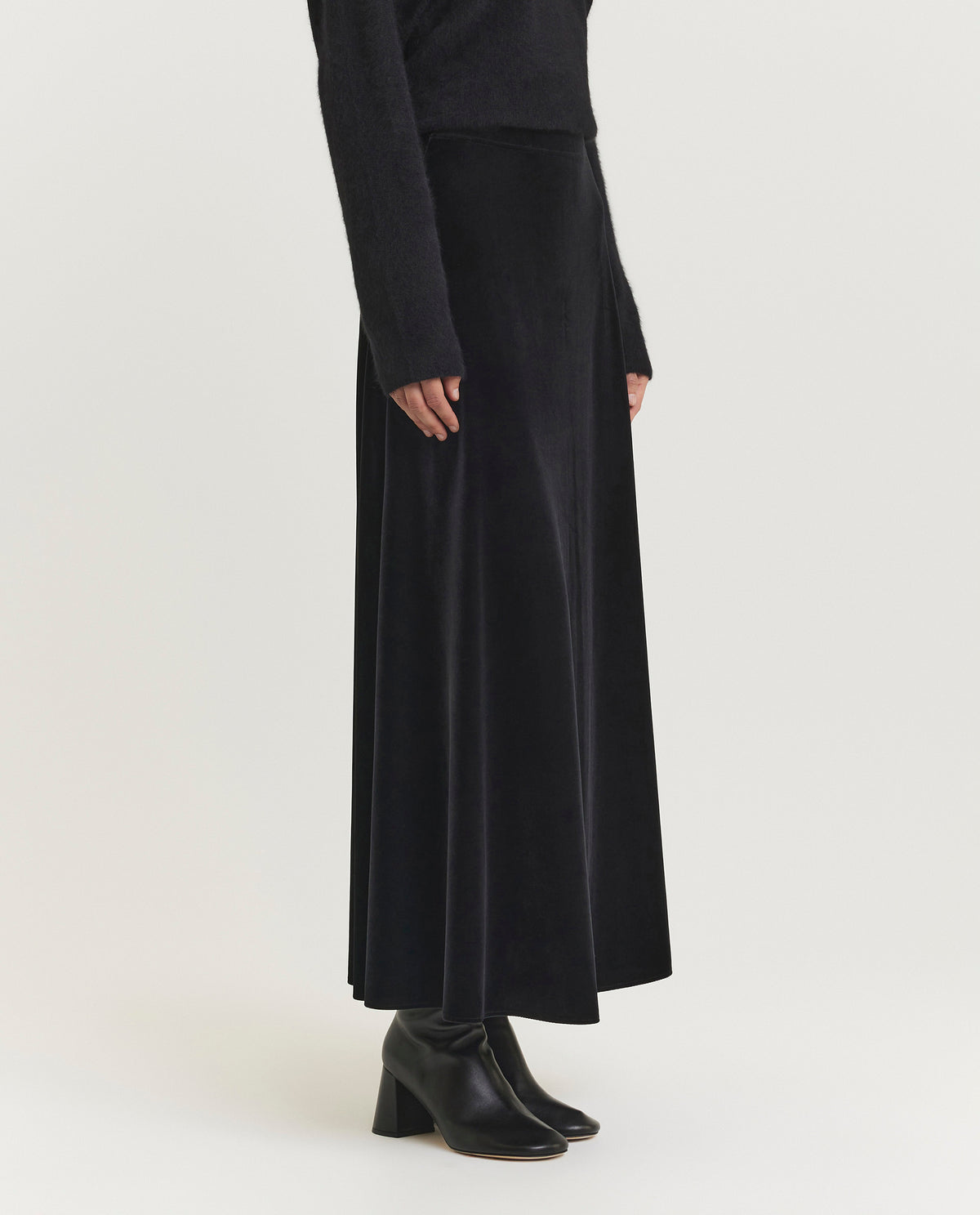 Maxi rok in stretch fluweel