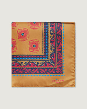 Geprinte Zijden Pochet - Geel