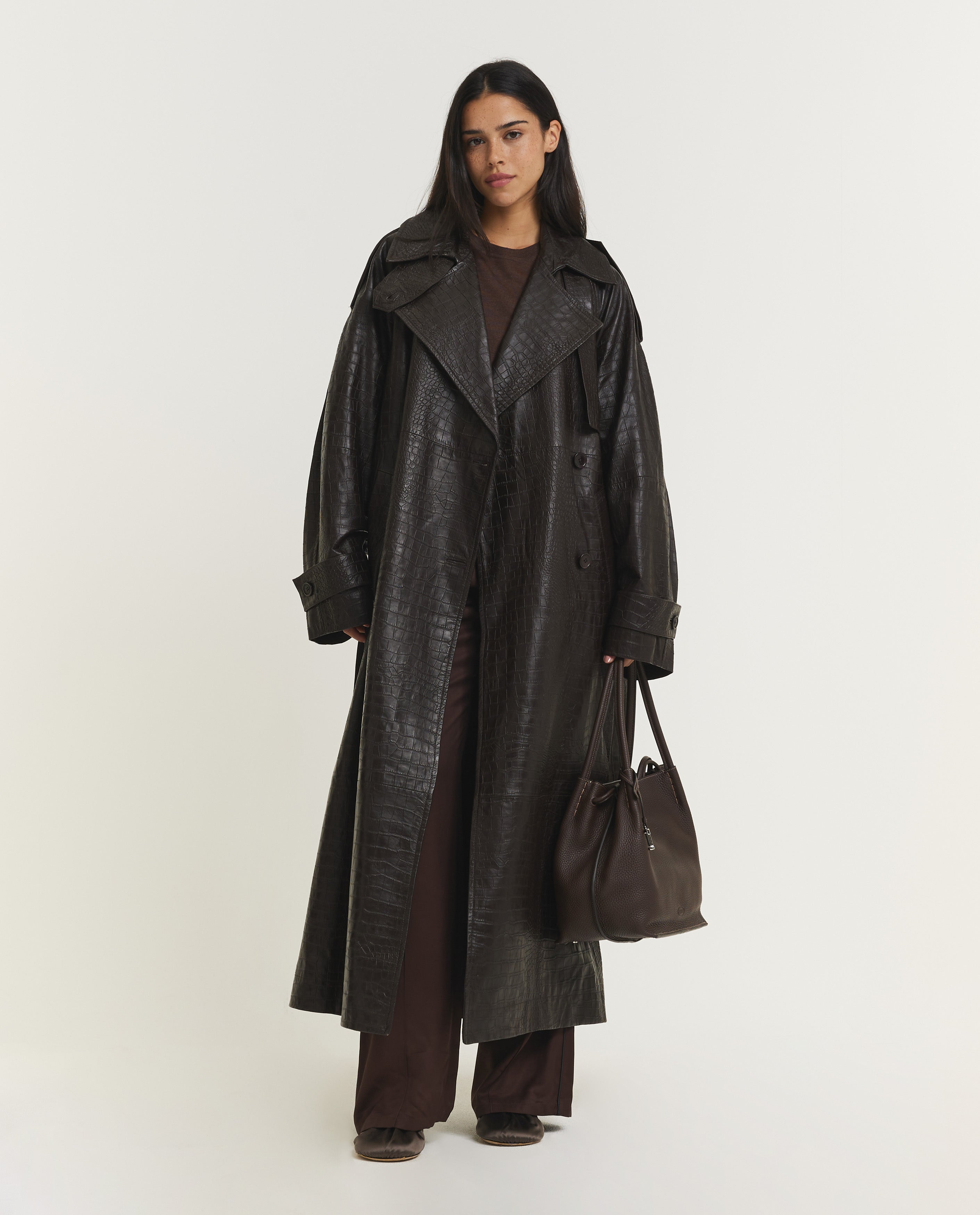 Leather Croco Trenchcoat