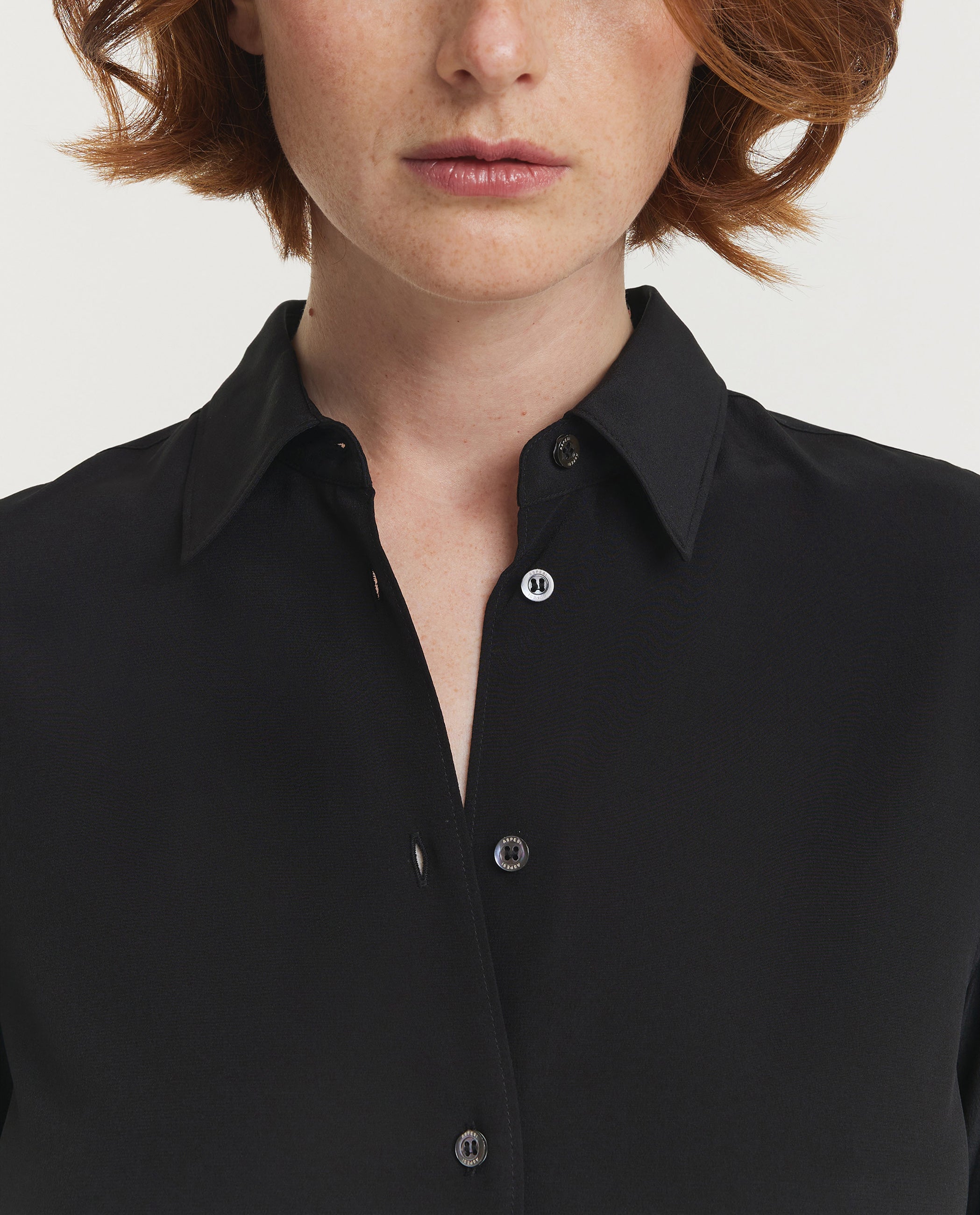 Zijden Crêpe Shirt - Zwart