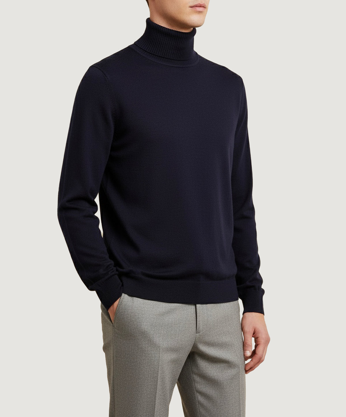 Cashmere Zijden Coltrui - Donkerblauw