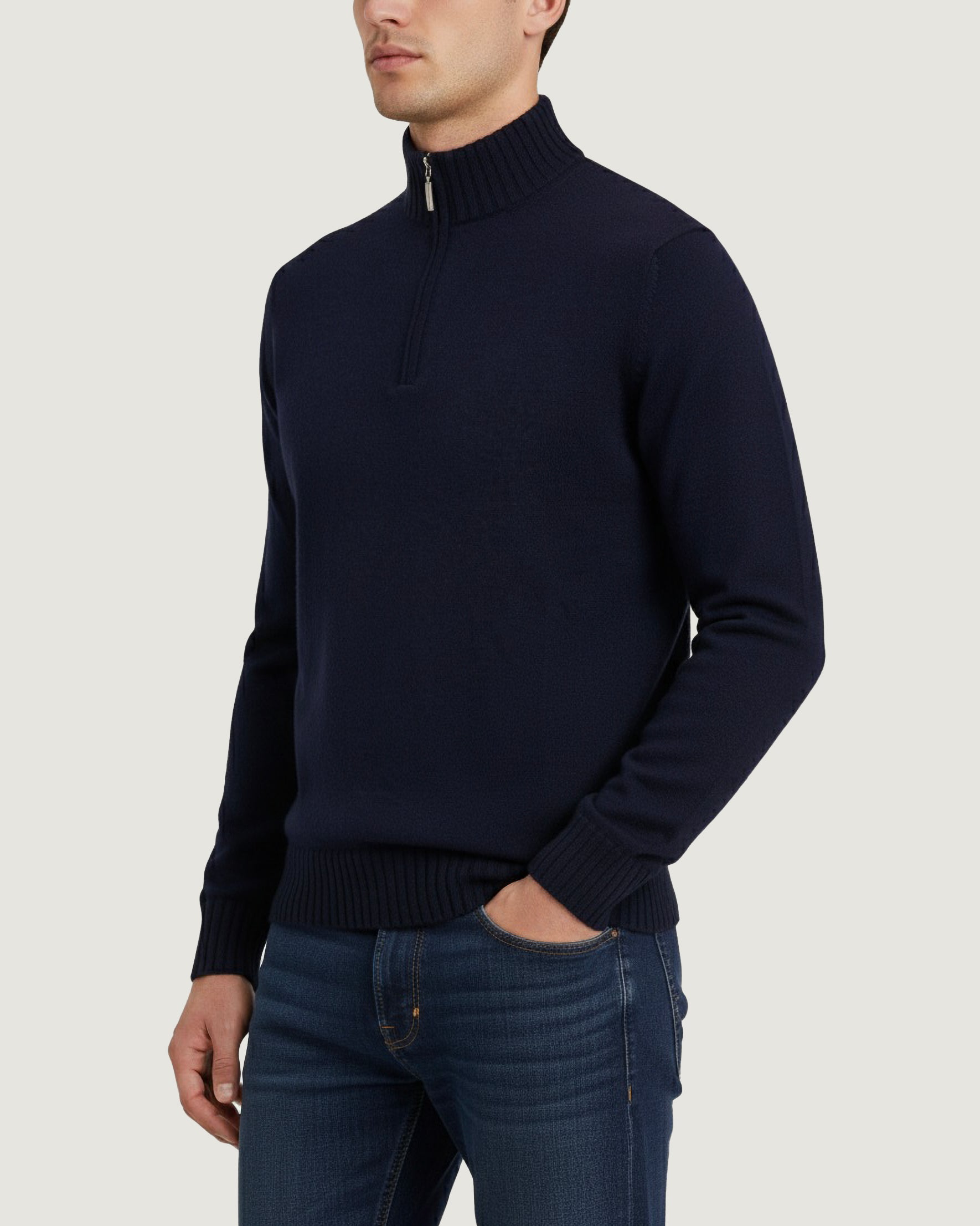 Coarse Cashmere Half-Zip Sweater