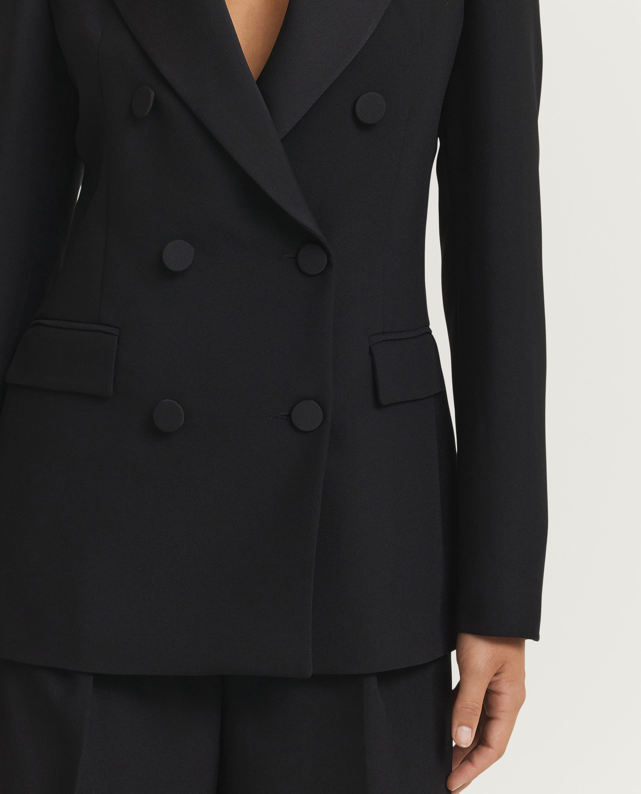 Double-Breasted Tuxedo Blazer