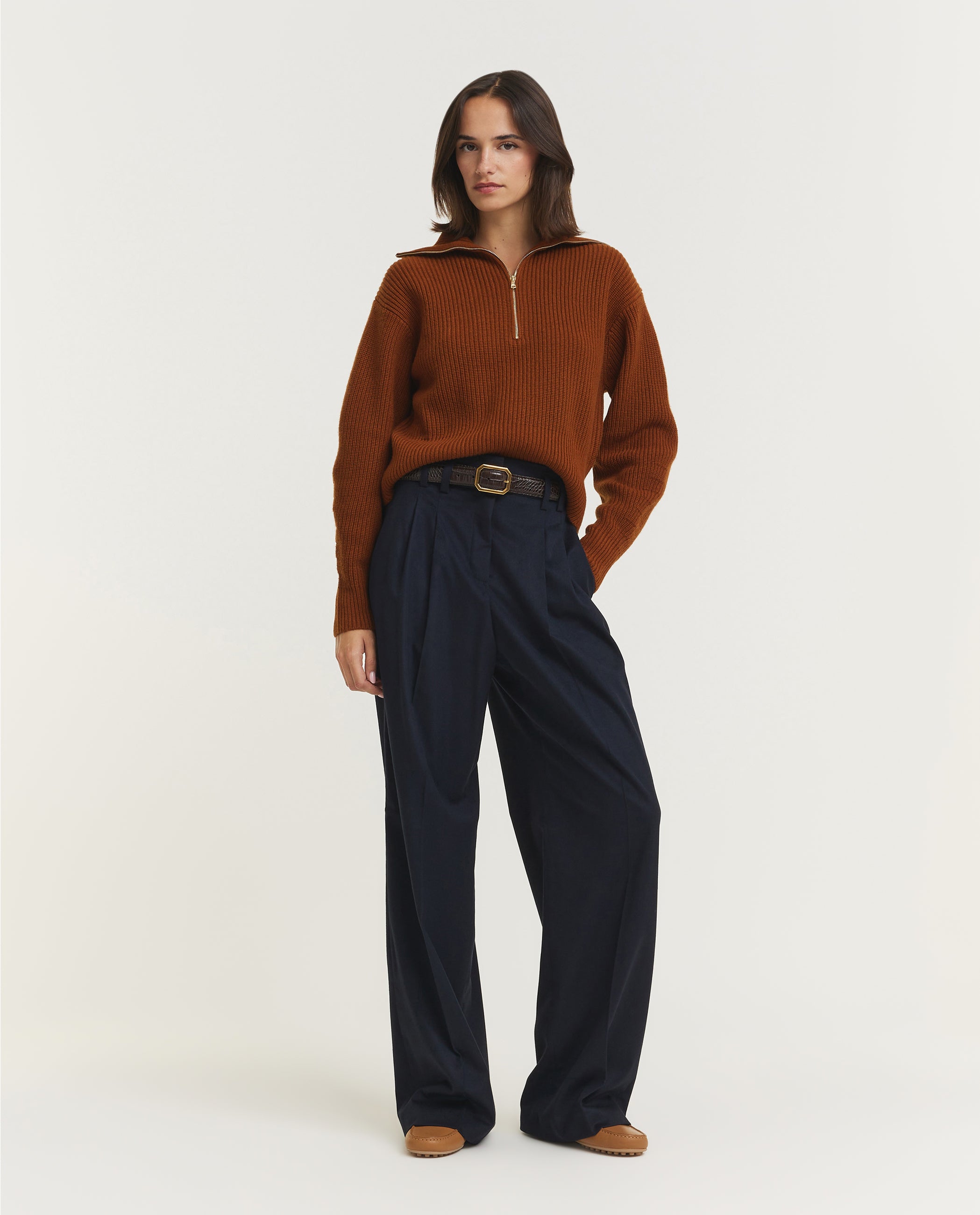 Wide Leg Pleated Trousers