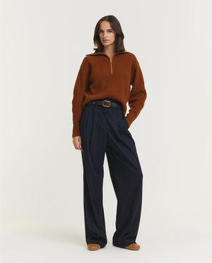 Wide Leg Pleated Trousers