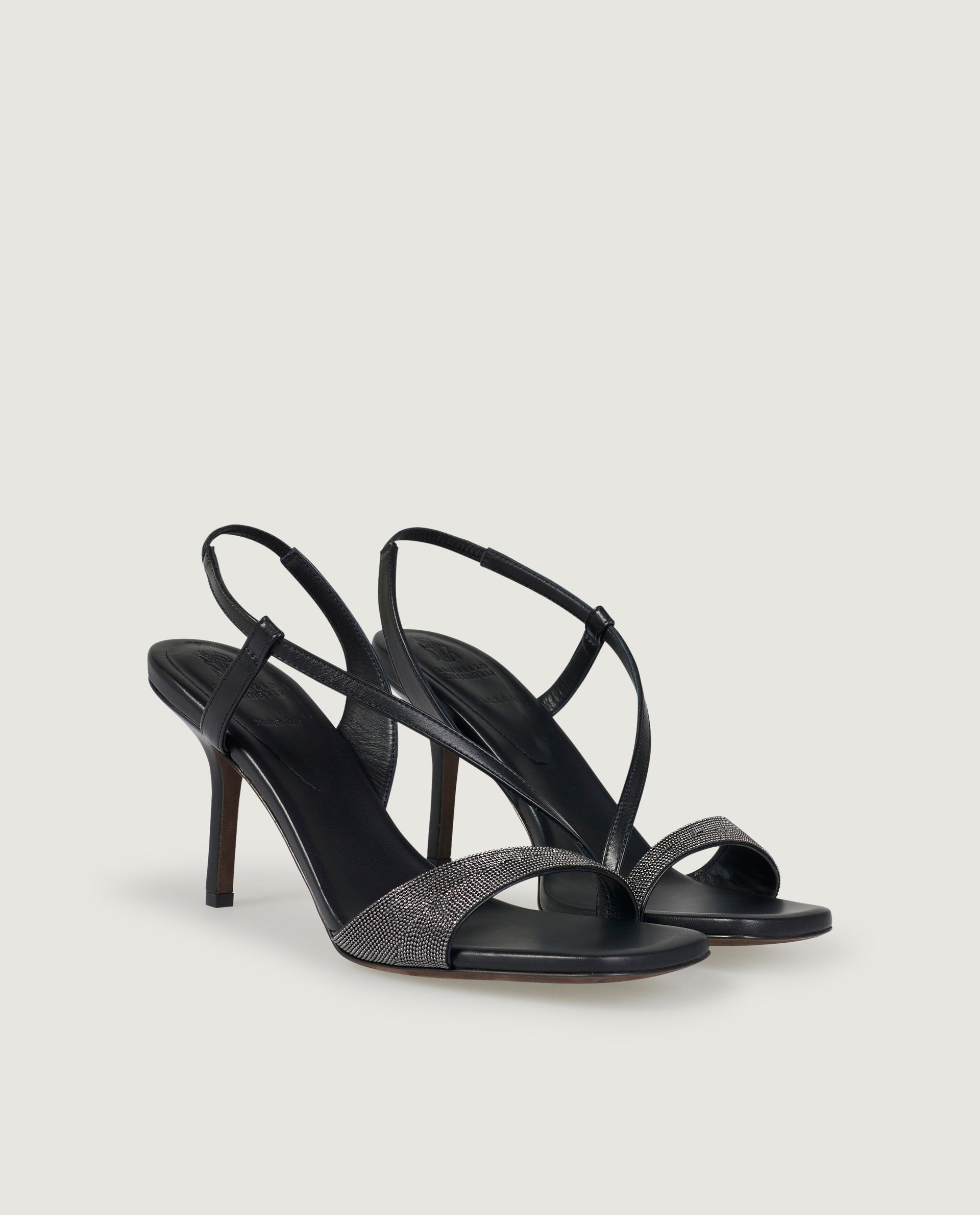 Leren sandalen met hak