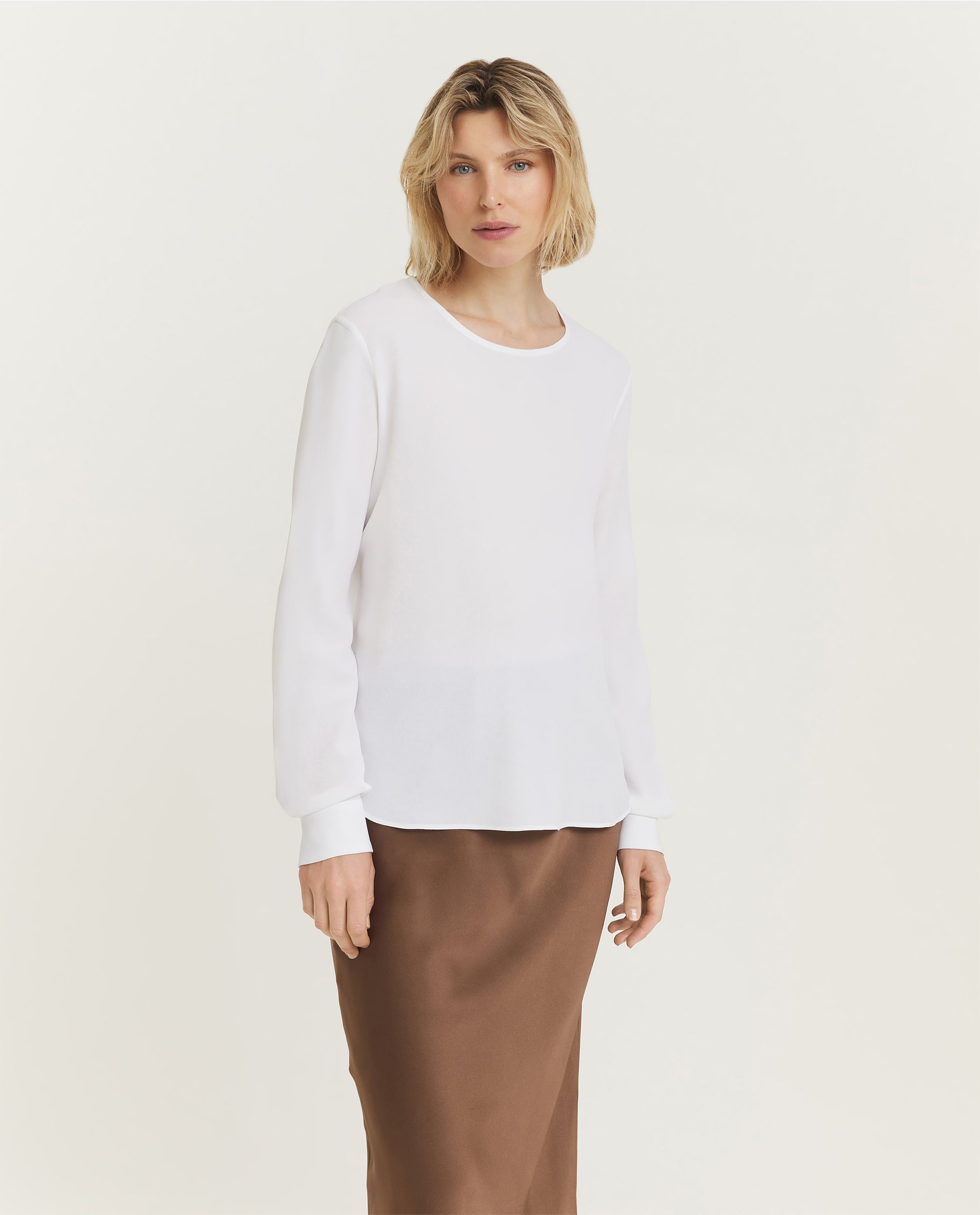 Vloeiende Rond Hals Top - Wit