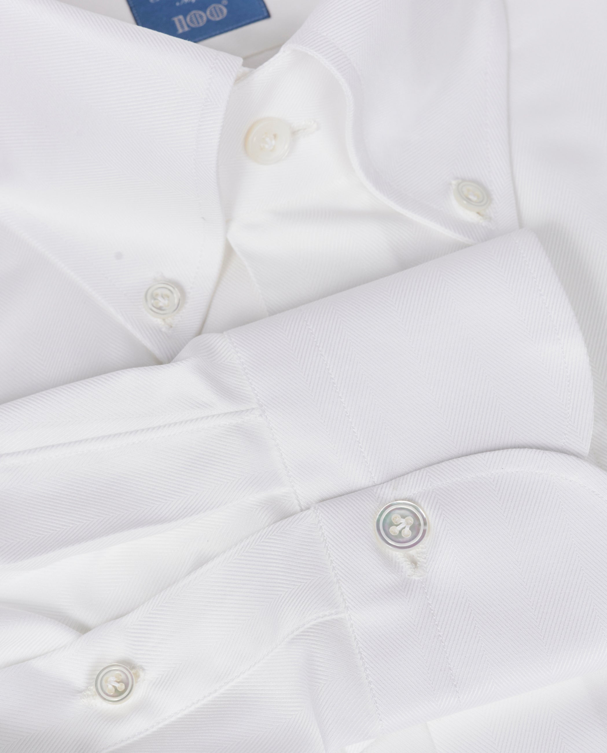 Visgraat Buttondown Shirt - Wit