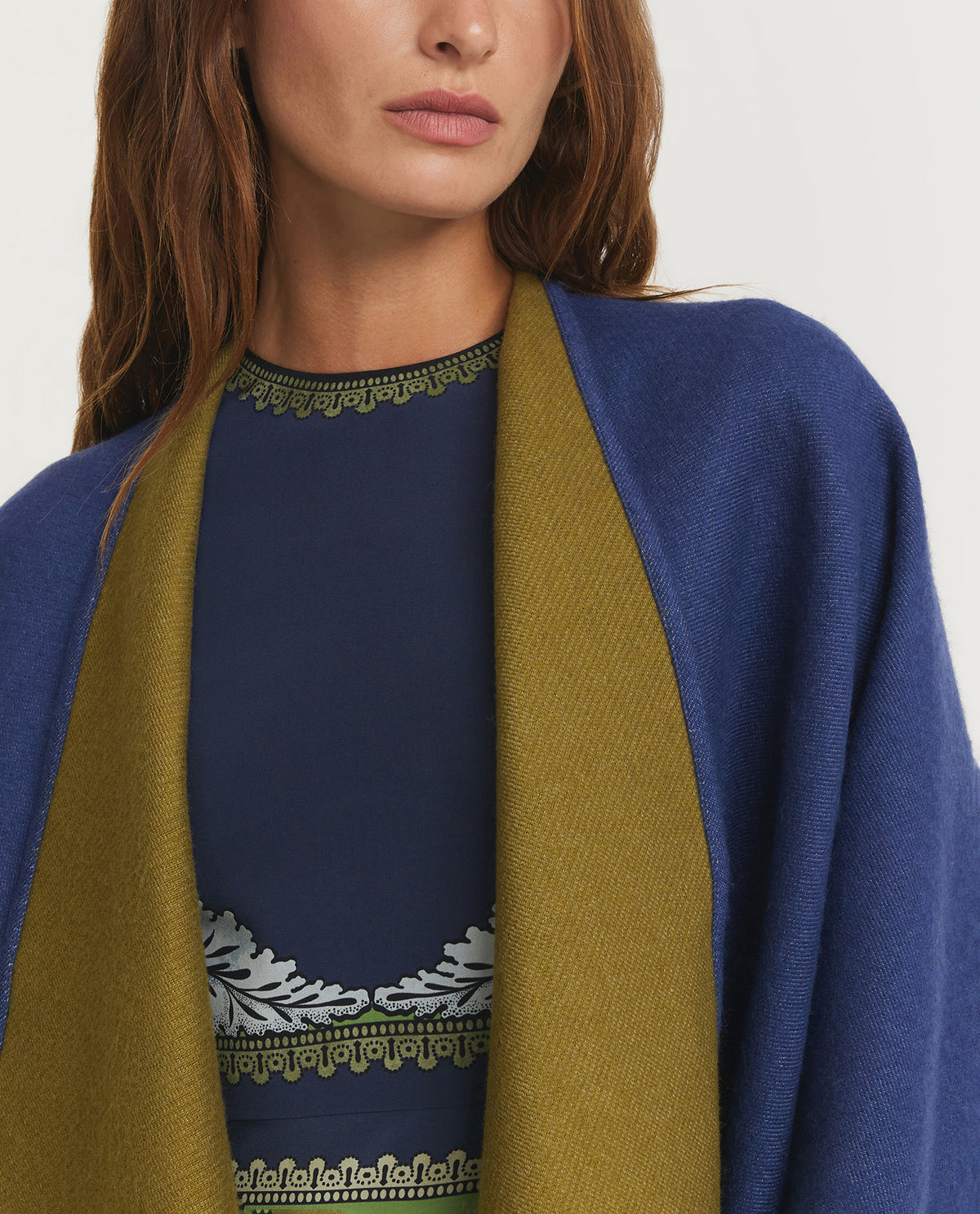 Wol Zijden Poncho - Blauw