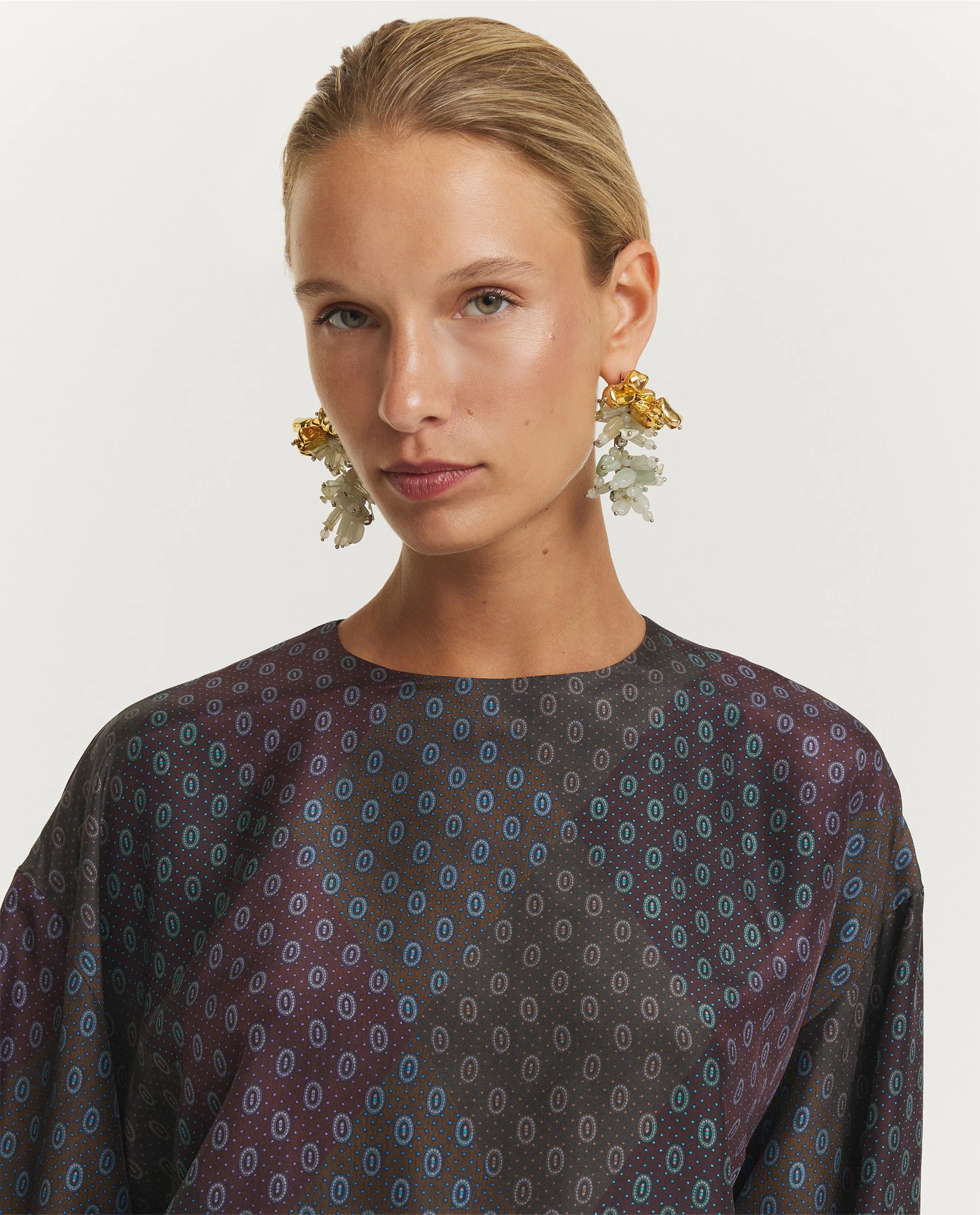 Gekraalde Gem Oorbellen - Goud