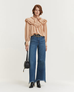 Wide Legged Damaged Jeans