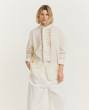 Twill Plastron Shirt - Ecru