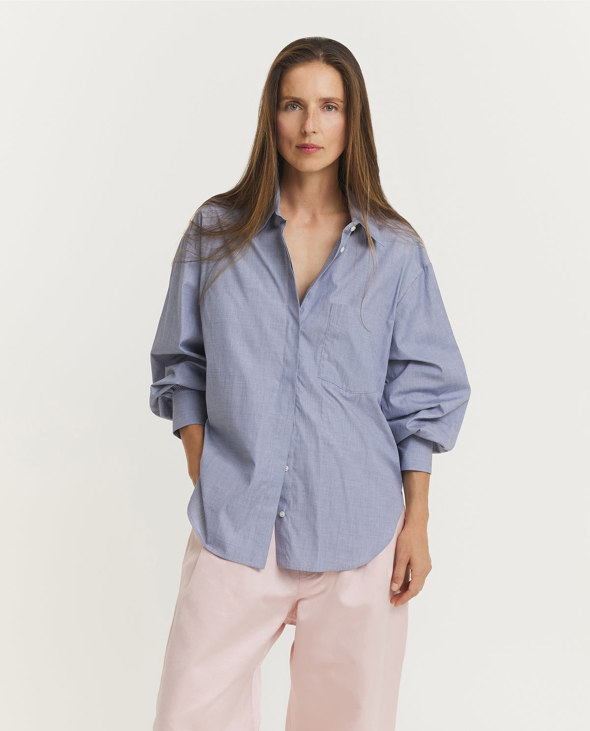 Katoen Pinpoint Masculine Shirt - Blauw