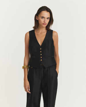 Hypnotic Wol Zijden Waistcoat - Zwart