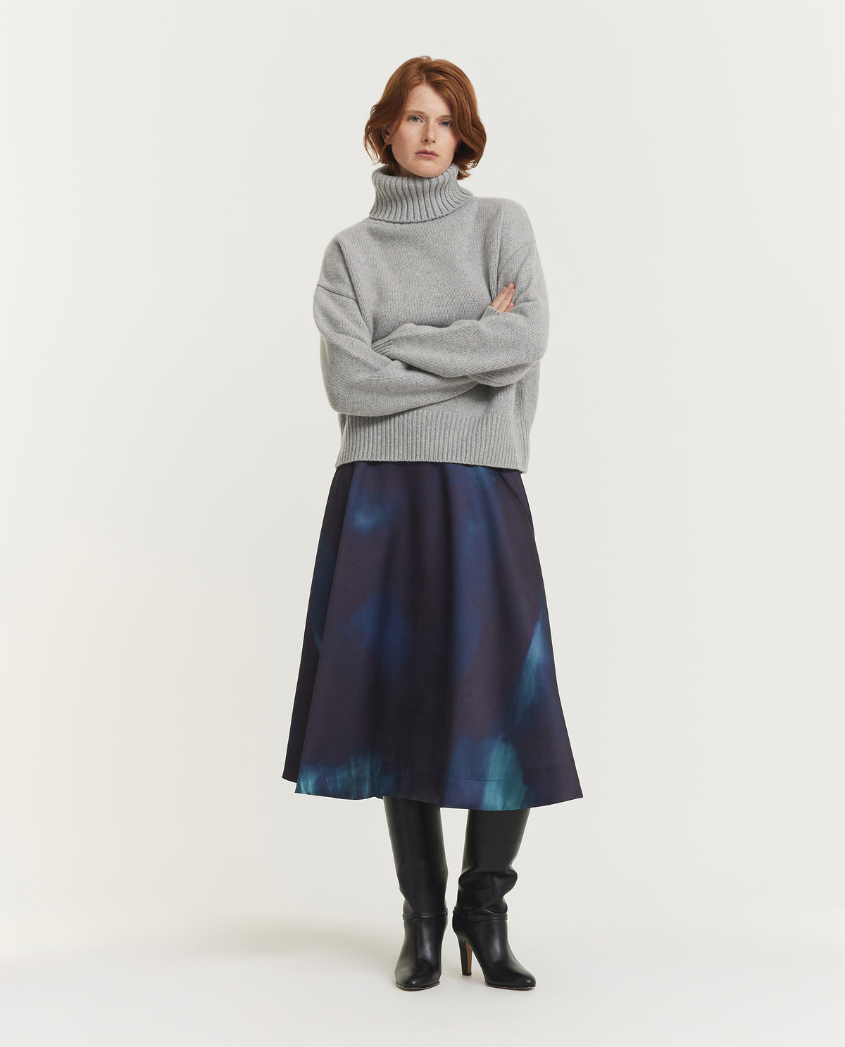 NO.434 Crop Xtra Turtleneck Sweater - Lichtgrijs