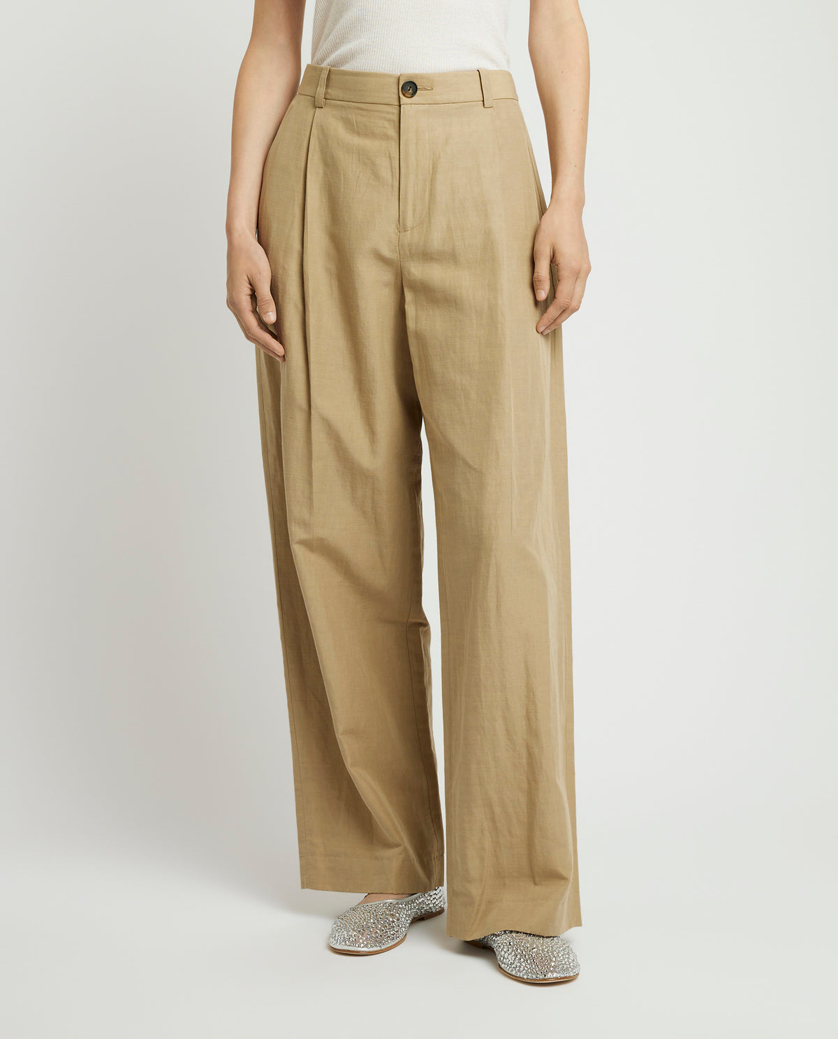 Loose cotton blend trousers