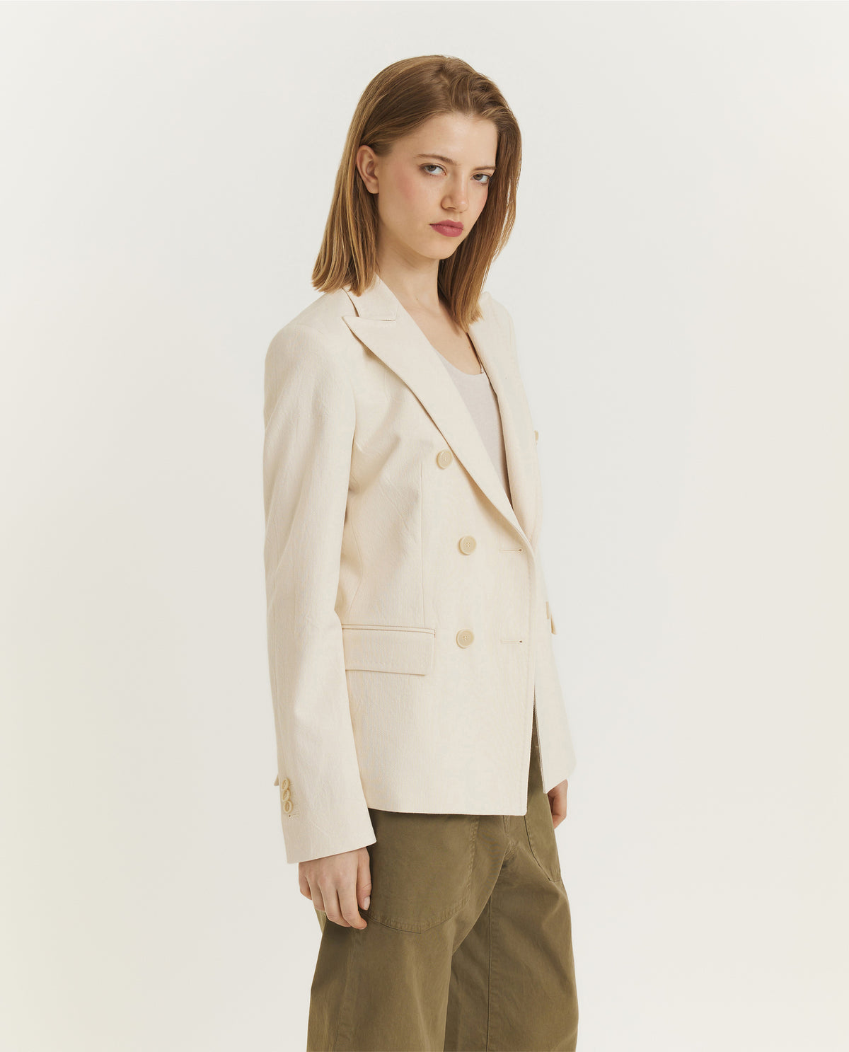 Cotton Double-Breasted Blazer