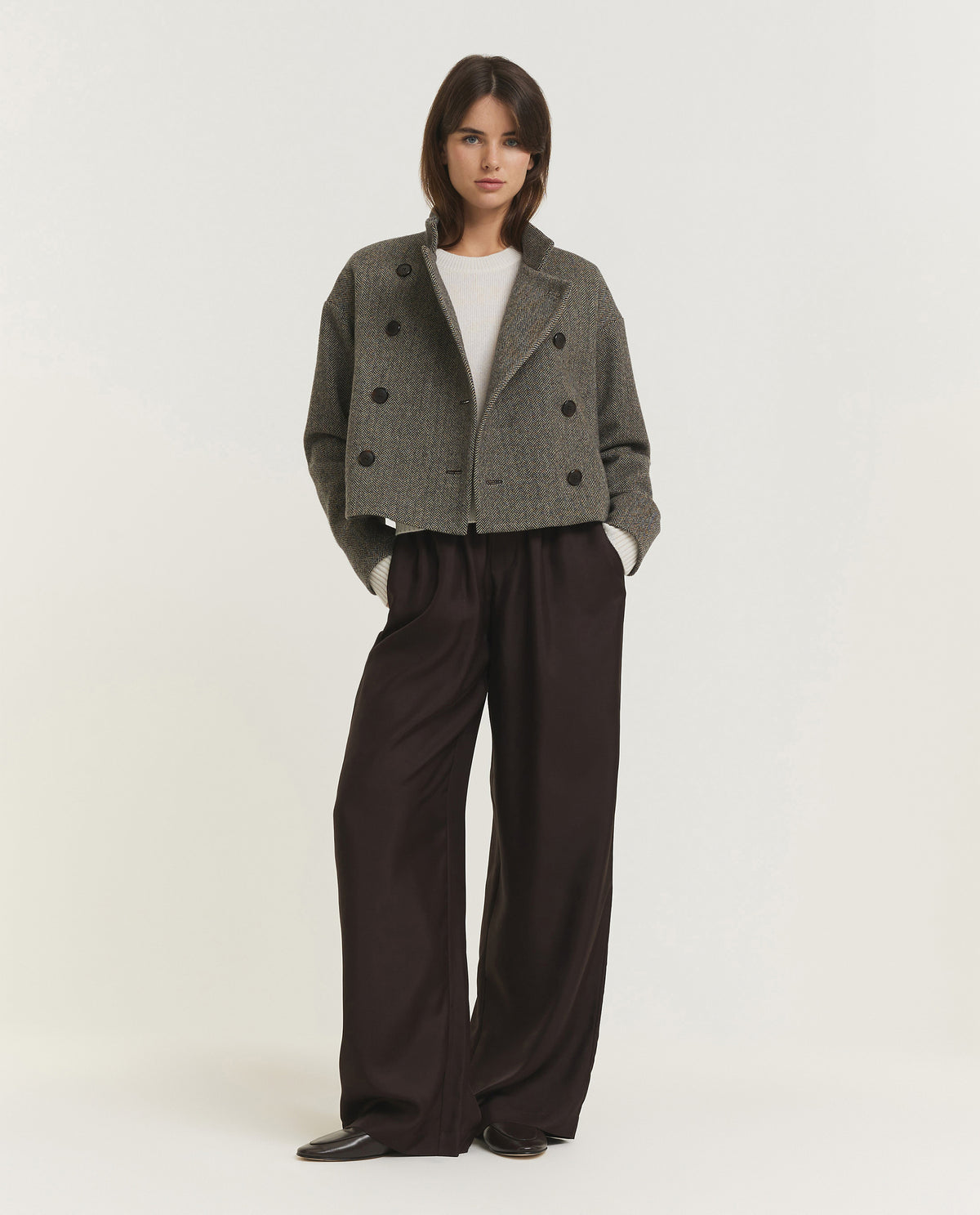 Wol Cashmere Peacoat - Grijs