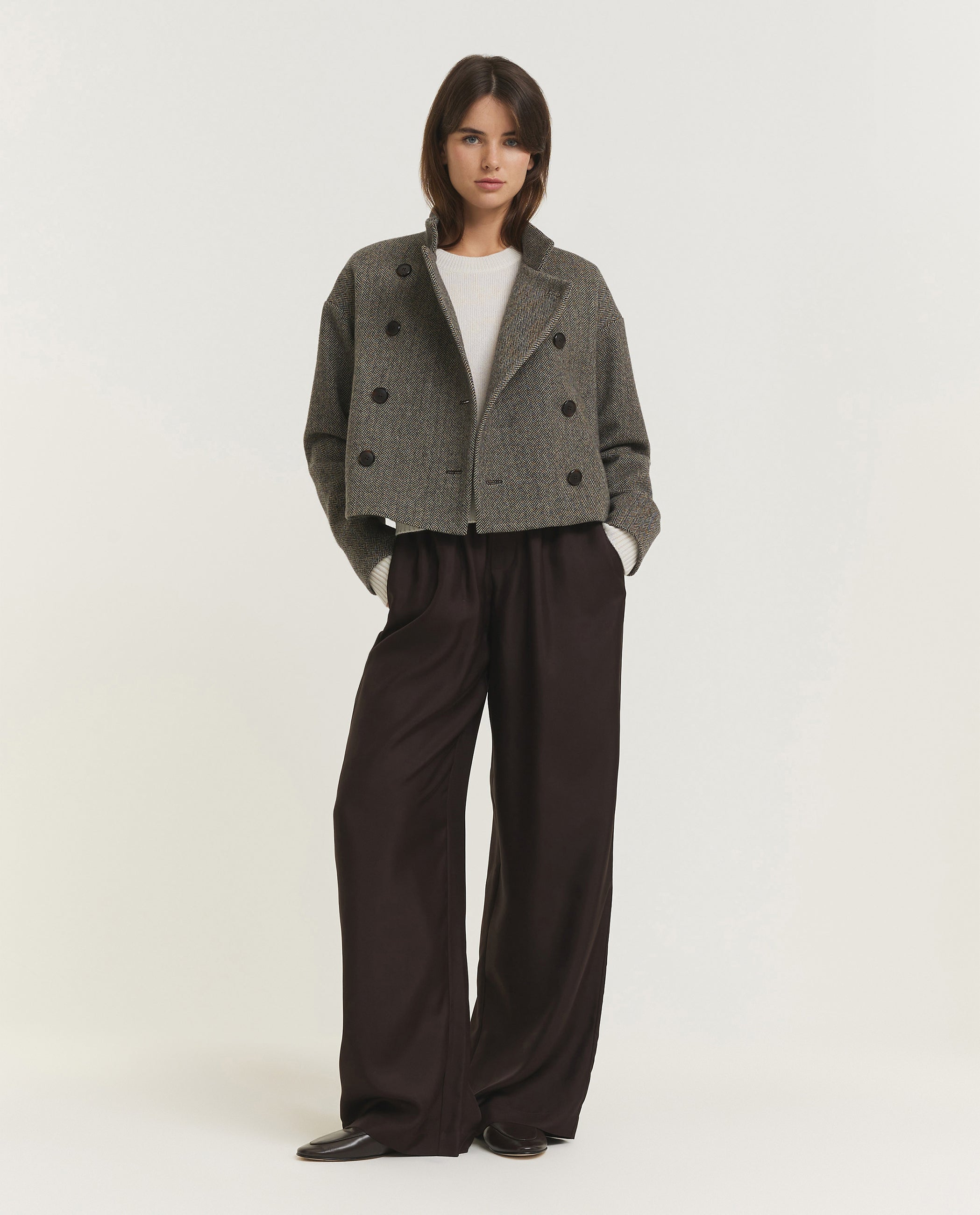 Wol Cashmere Peacoat - Grijs