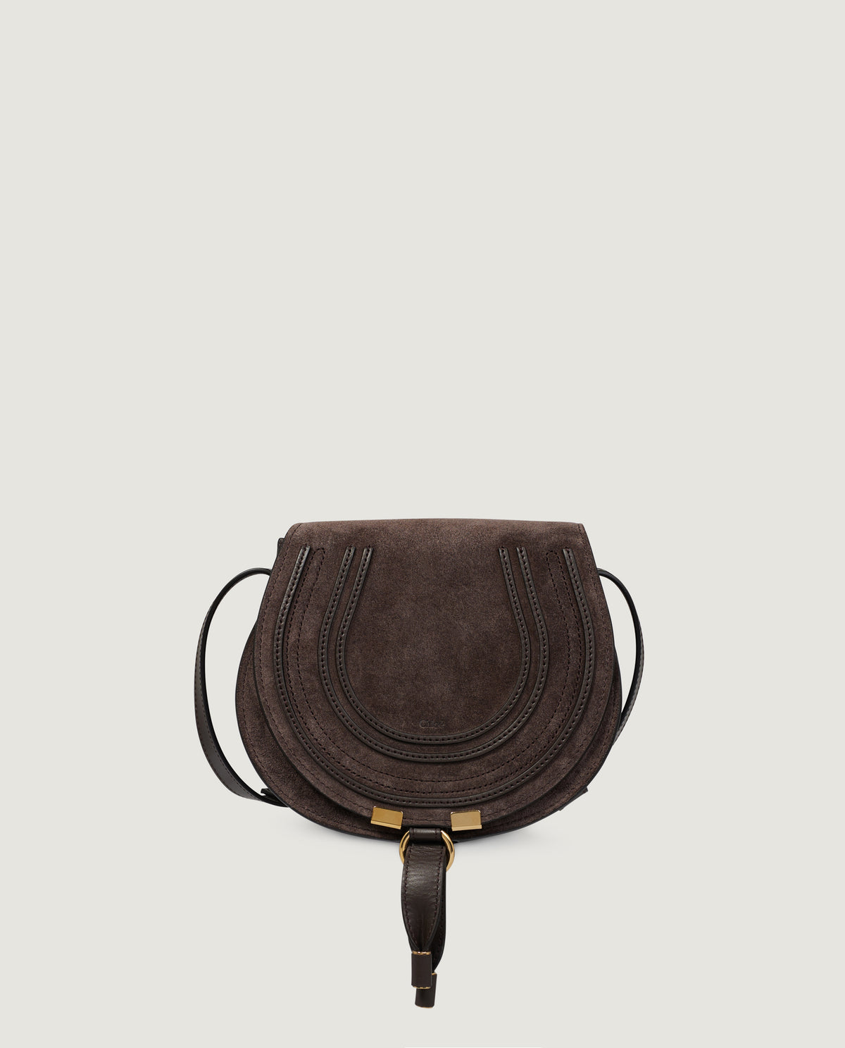 Small Suede Marcie Saddle Tas - Bruin