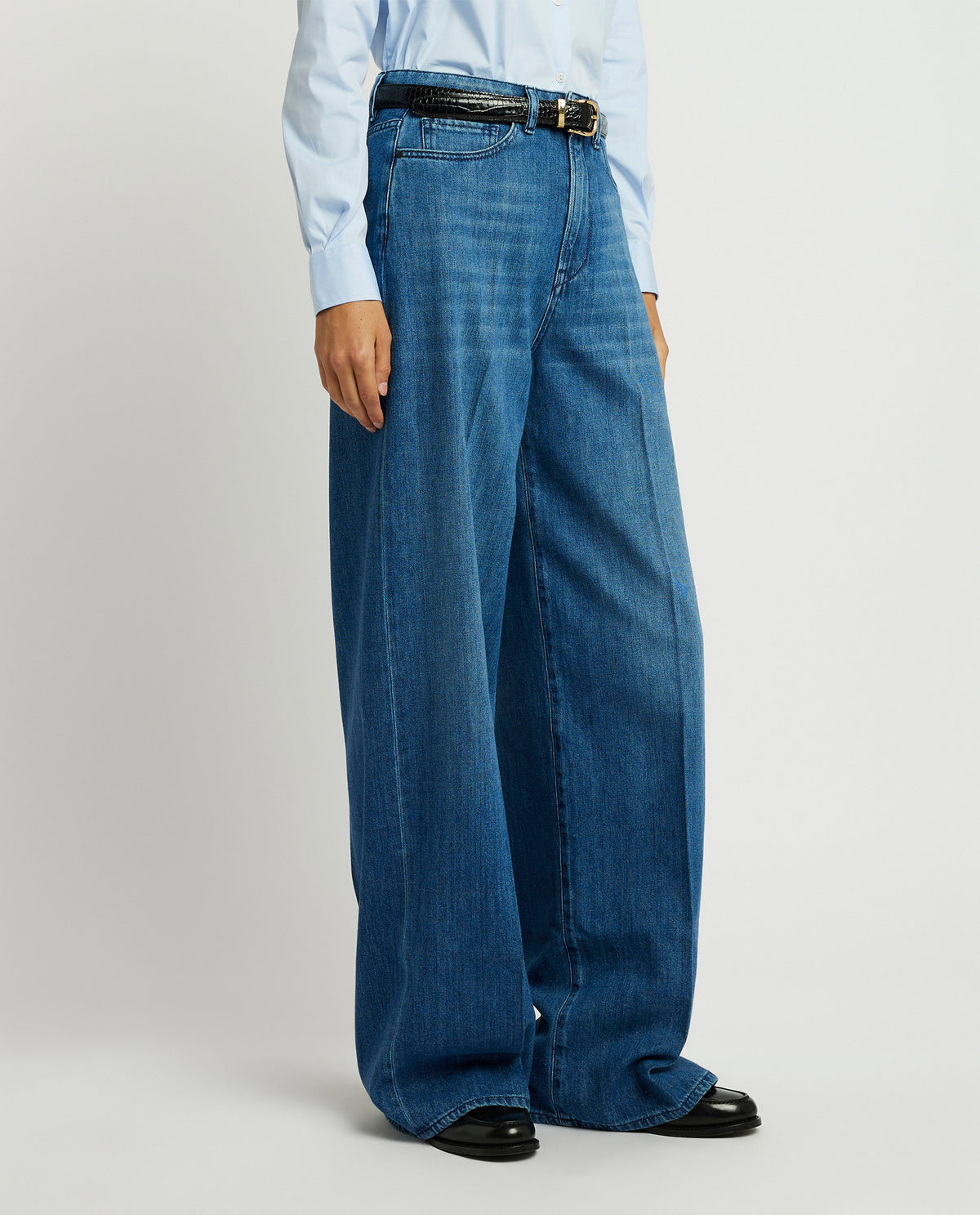 Hoge taille jeans met wijde pijpen