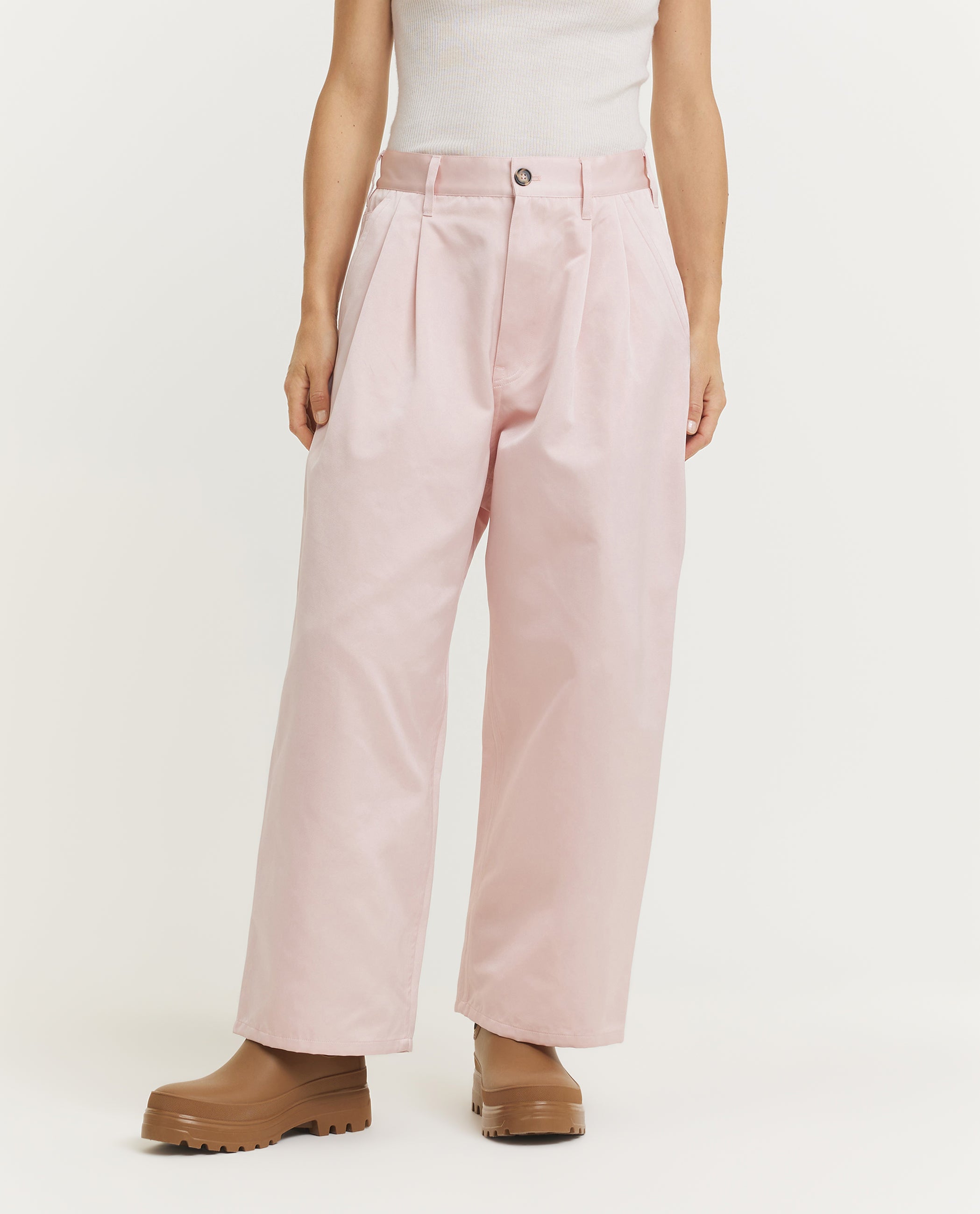 Geplooide Worker Broek - Roze
