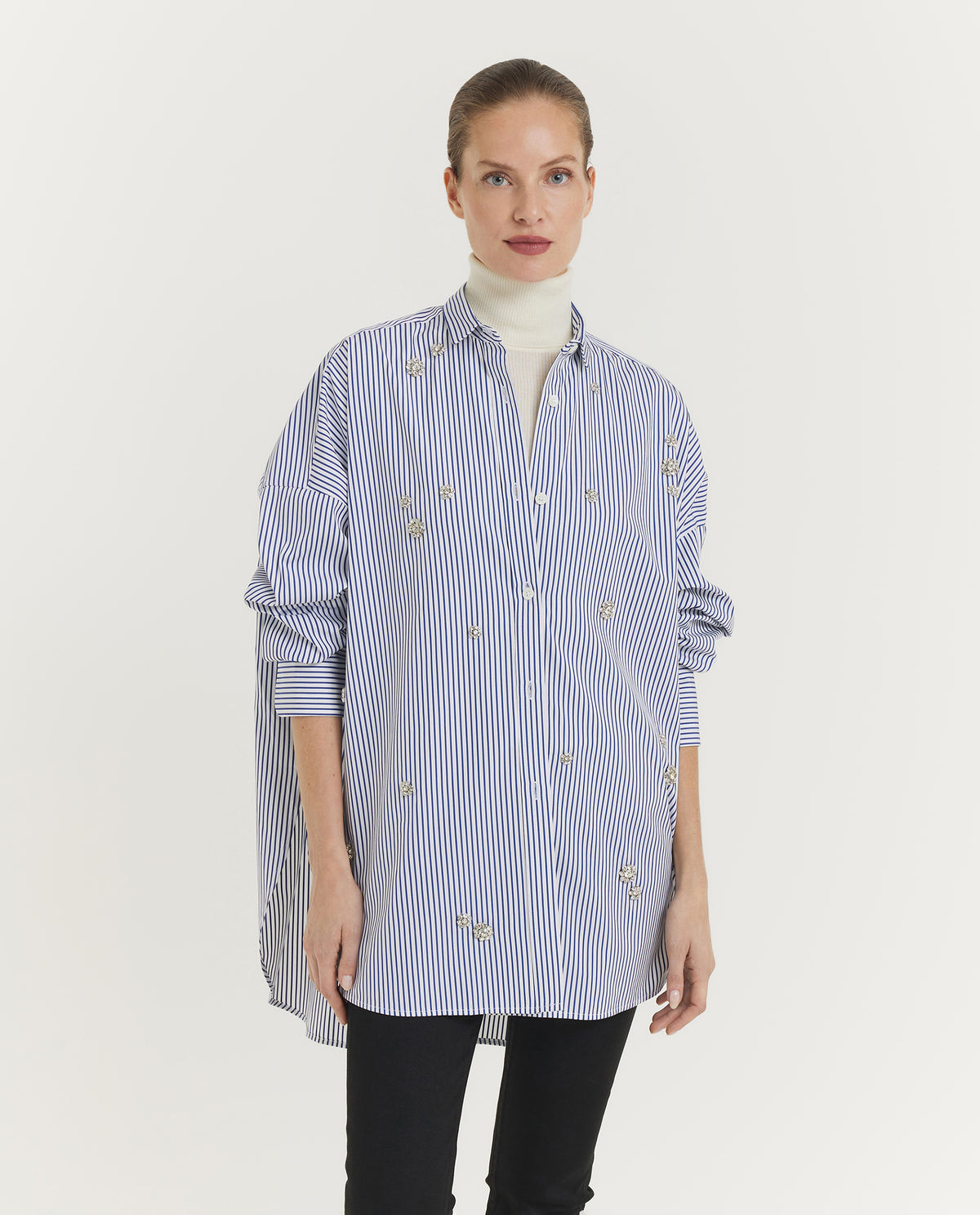 Strass Streep Shirt - Blauw