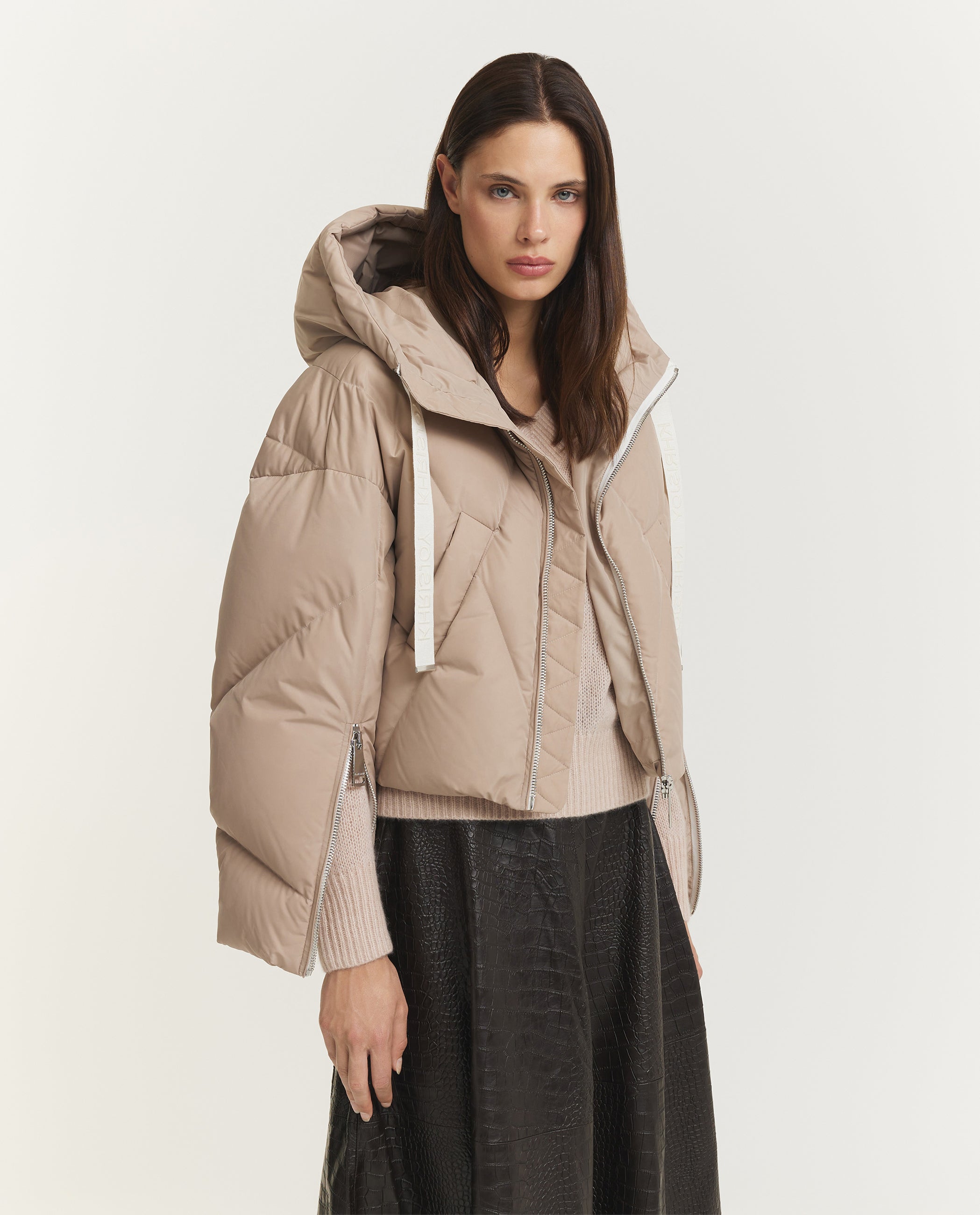 Crop Iconic Milano Puffer - Lichtbruin