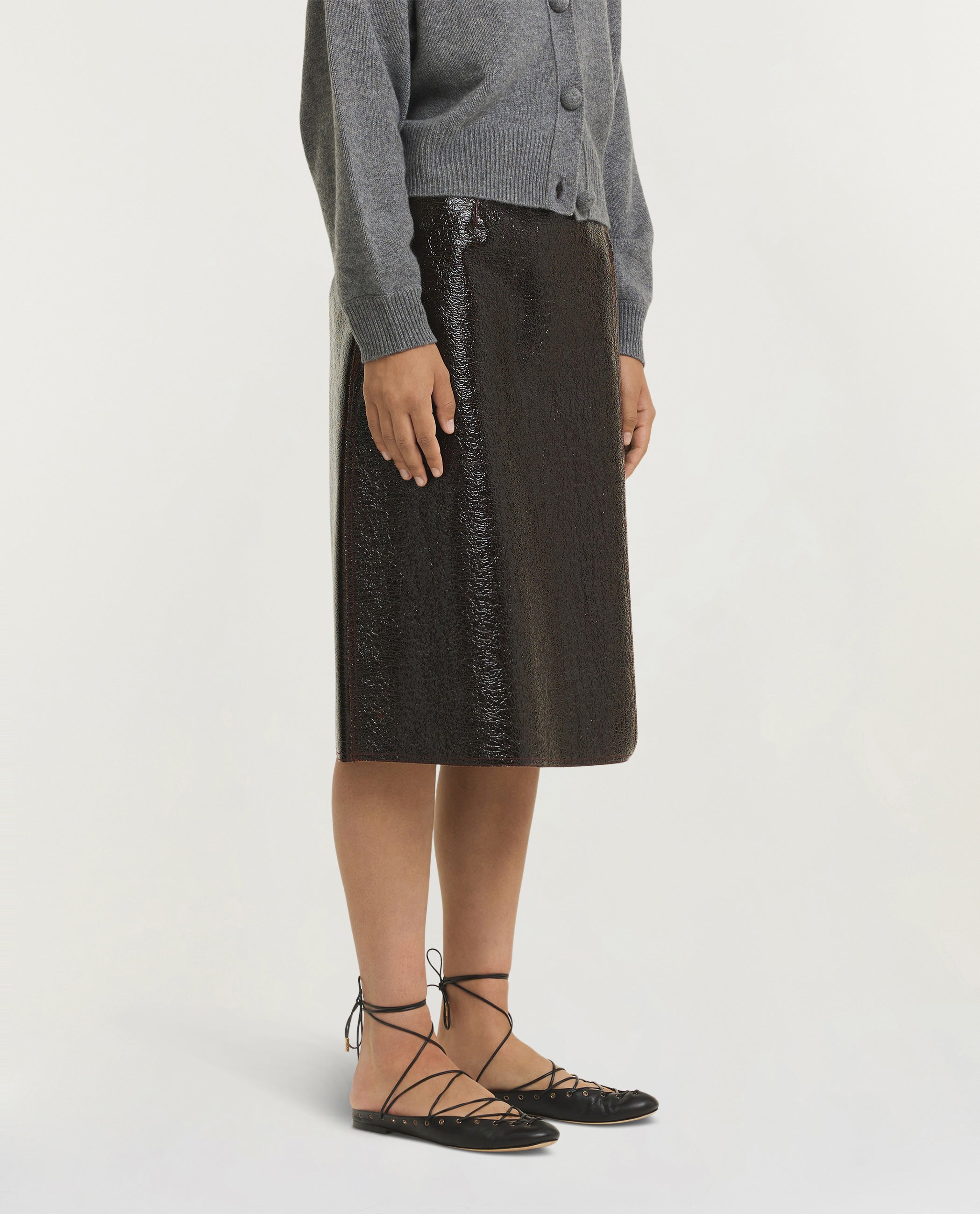 Varnished Wool Skirt
