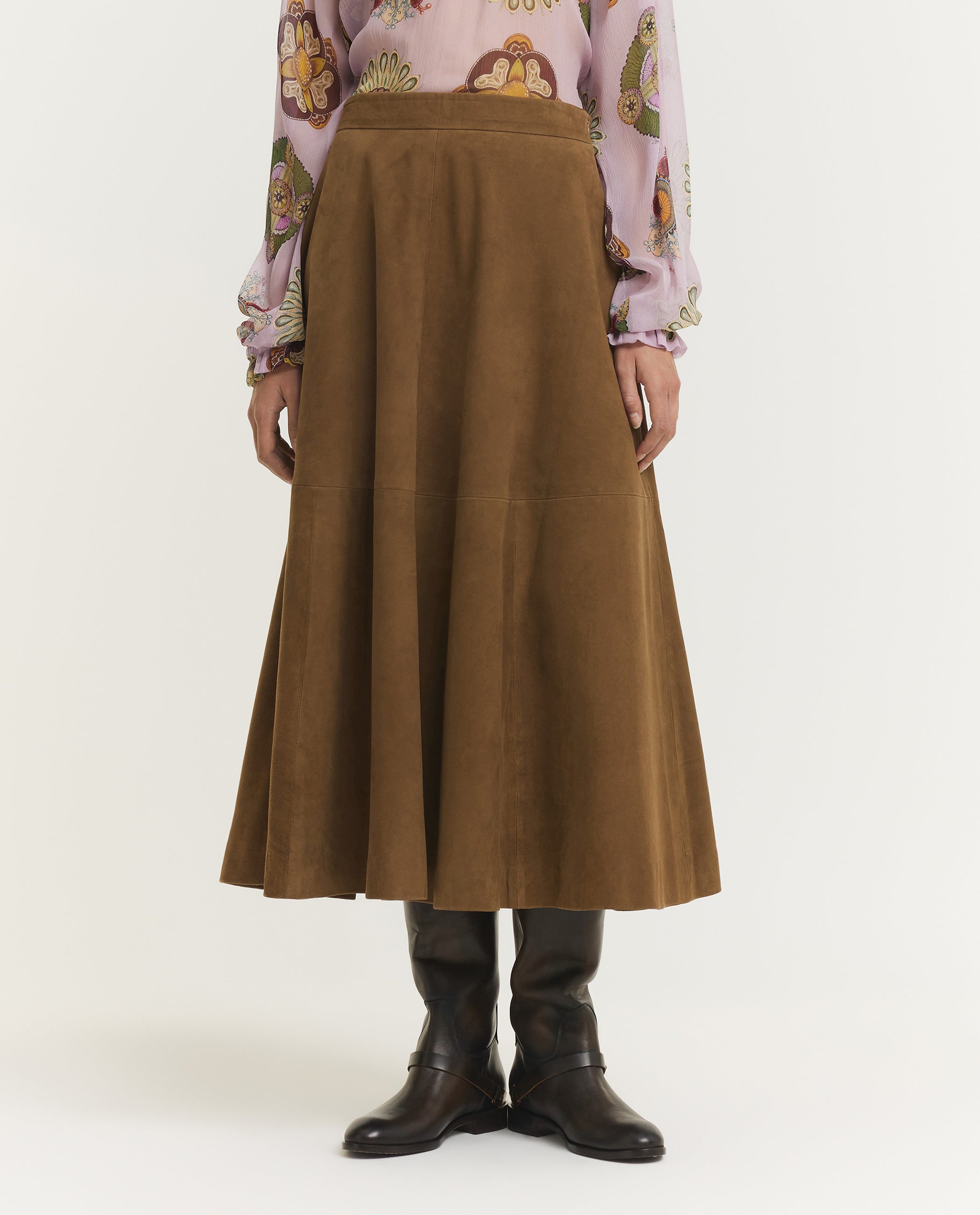 Suede A-line Skirt