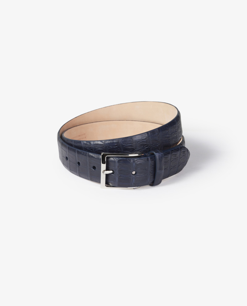 Simonnot Godard Black Nubuck Crocodile Belt