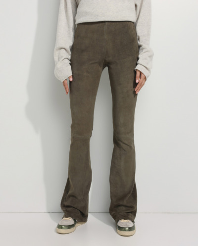 Suede flared pants