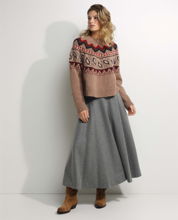 Pleated skirt in wool-mix