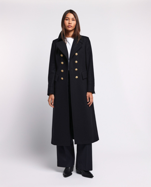 Long double breasted wool coat 
