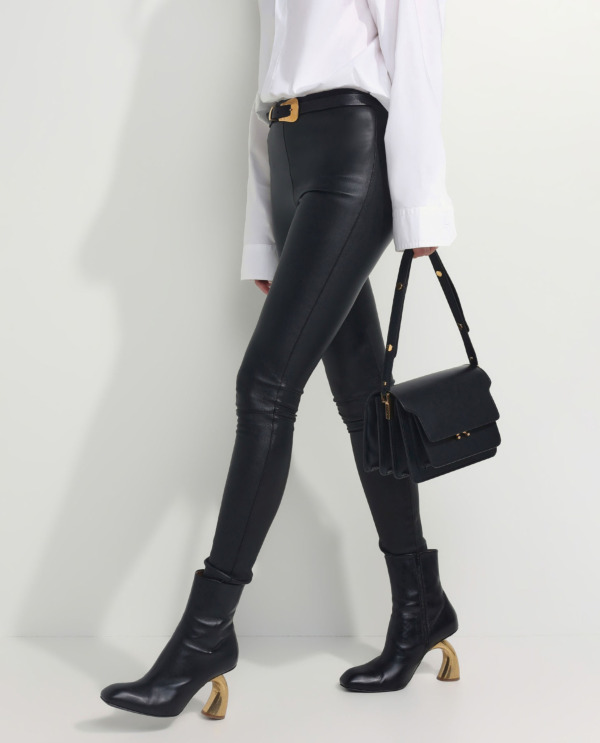 Mid-rise stretch leather legging