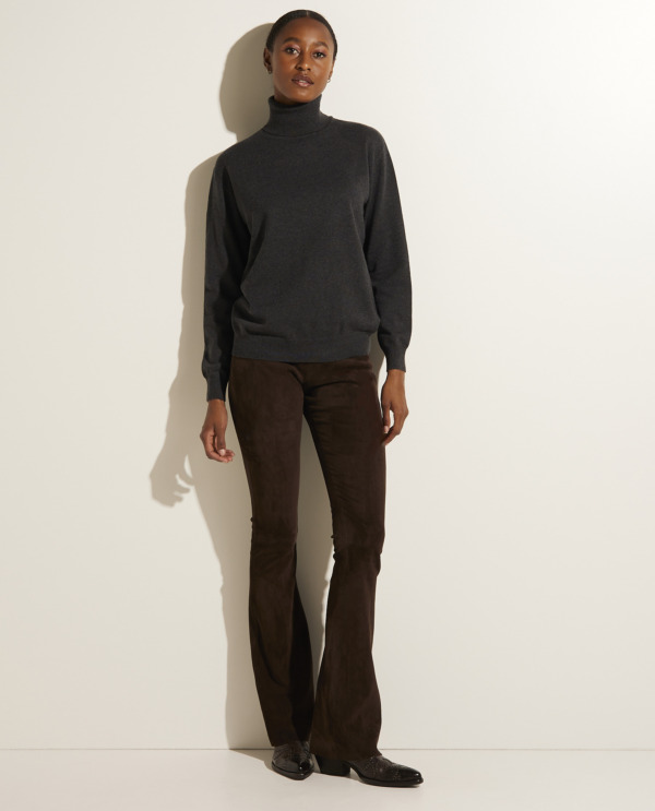 Flared pants in stretch suede