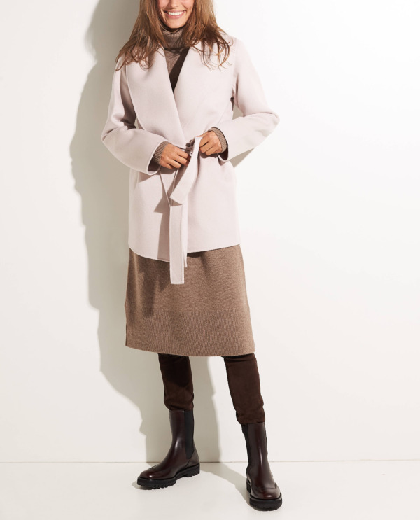 Asymmetric cashmere coat